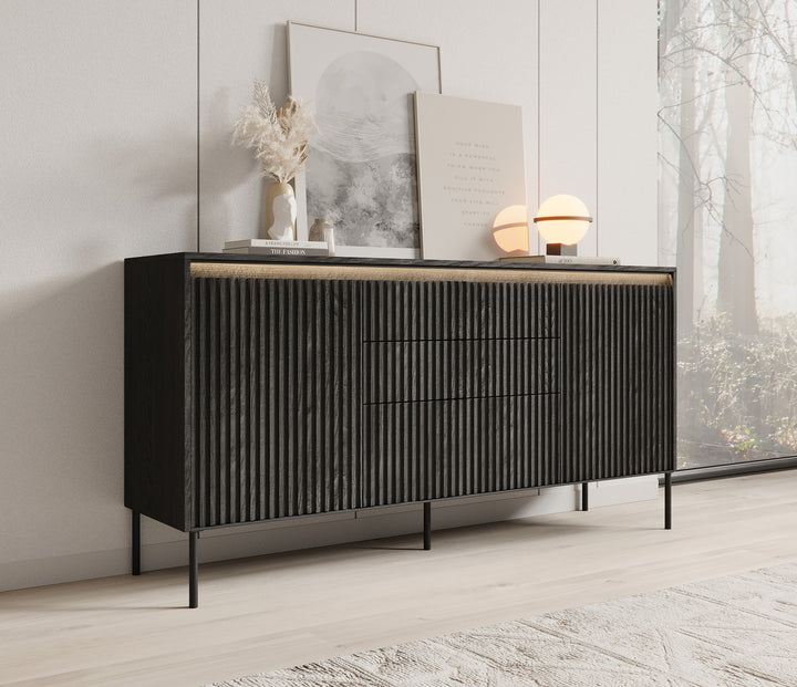 Timoteo - Dressoir - Zwart - 166x40x83 cm