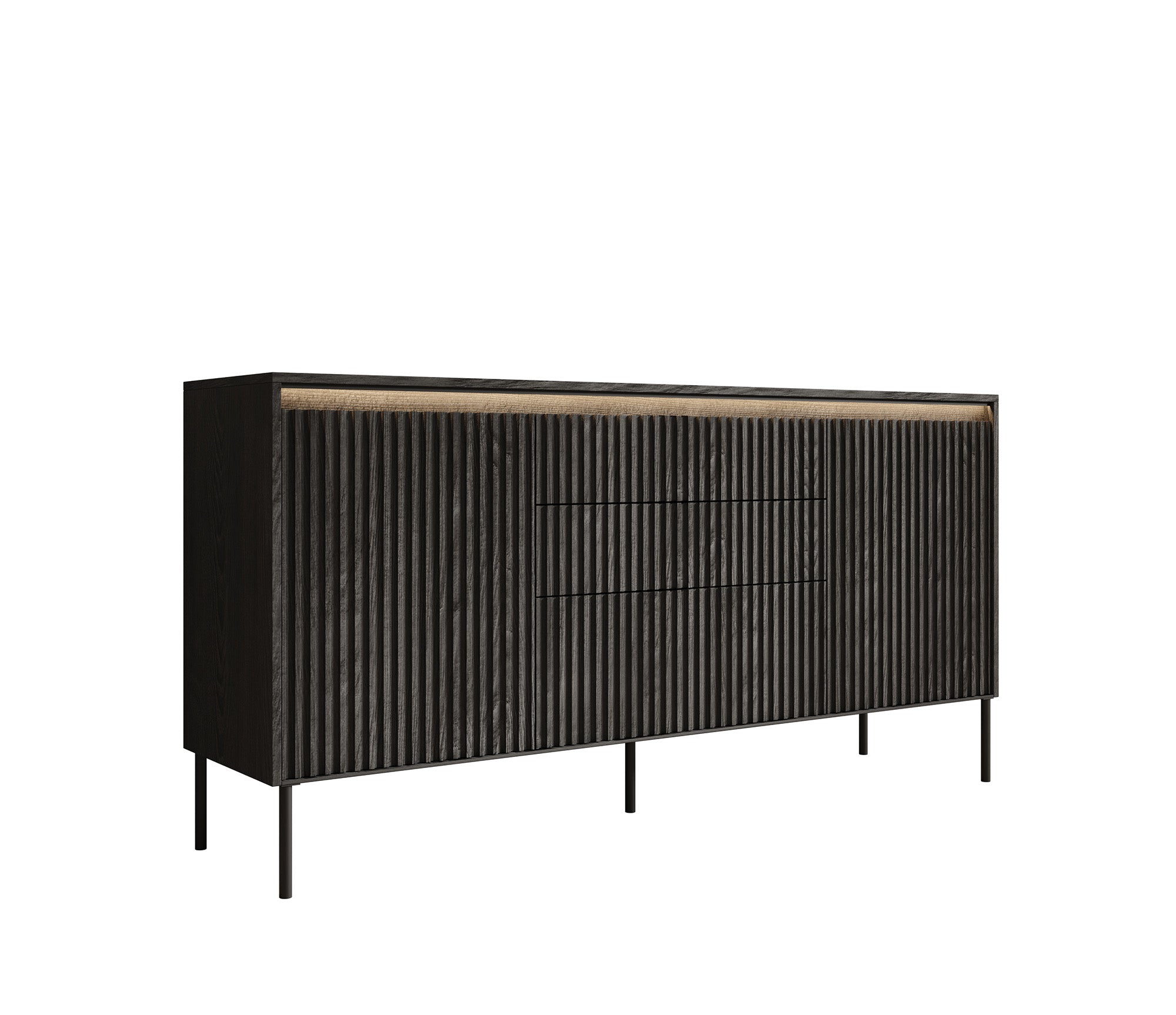 Timoteo - Dressoir - Zwart - 166x40x83 cm