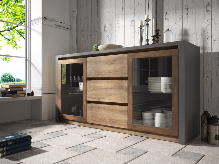 Monaco 2 - Dressoir - Eiken/grijs - 140x43x80 cm