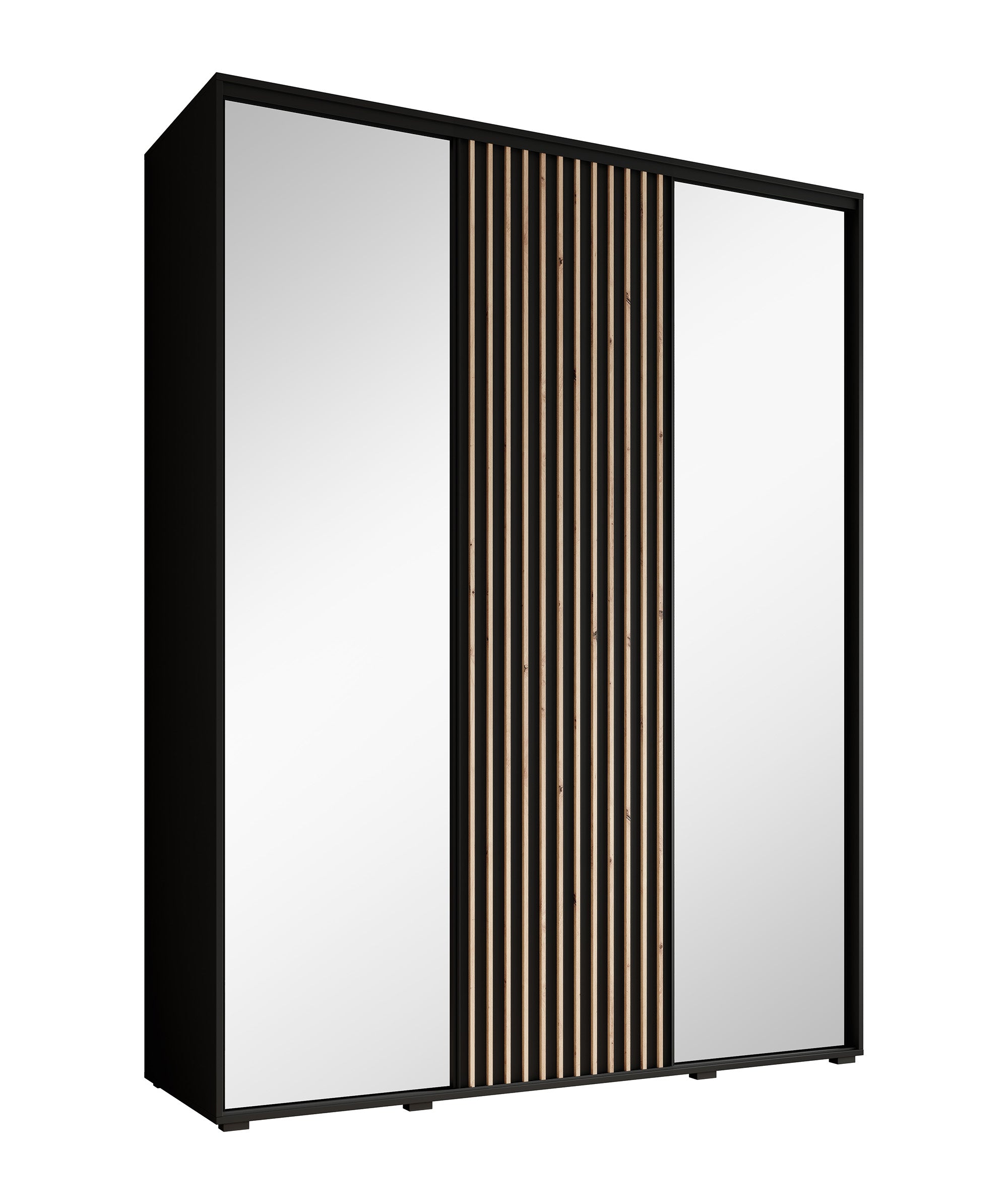 Leandro - Kledingkast met schuifdeuren - Zwart - 180x60x235 cm