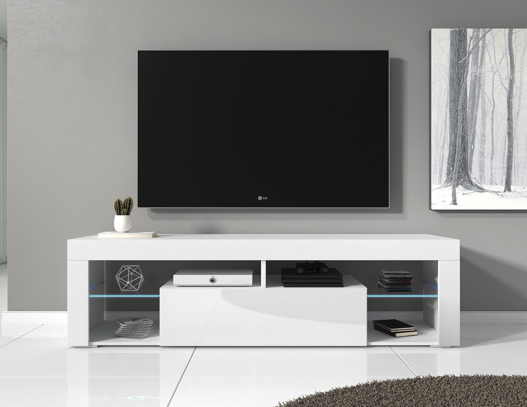 Fancy - TV-Meubel - Wit - 140 cm - met led