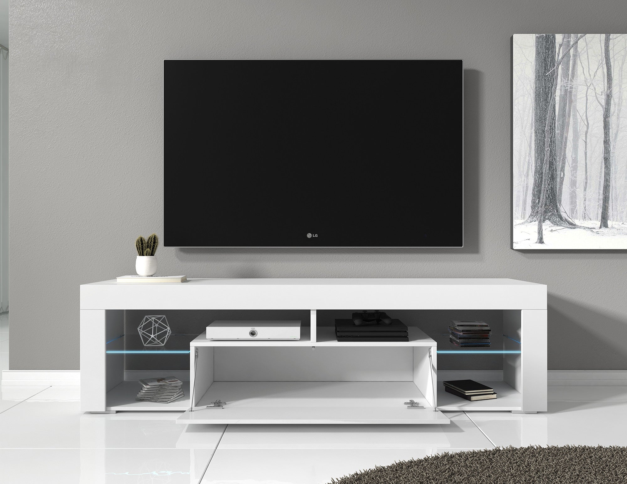 Fancy - TV-Meubel - Wit - 140 cm - met led