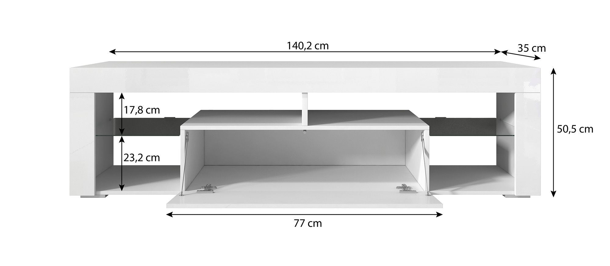 Fancy - TV-Meubel - Wit - 140 cm - met led