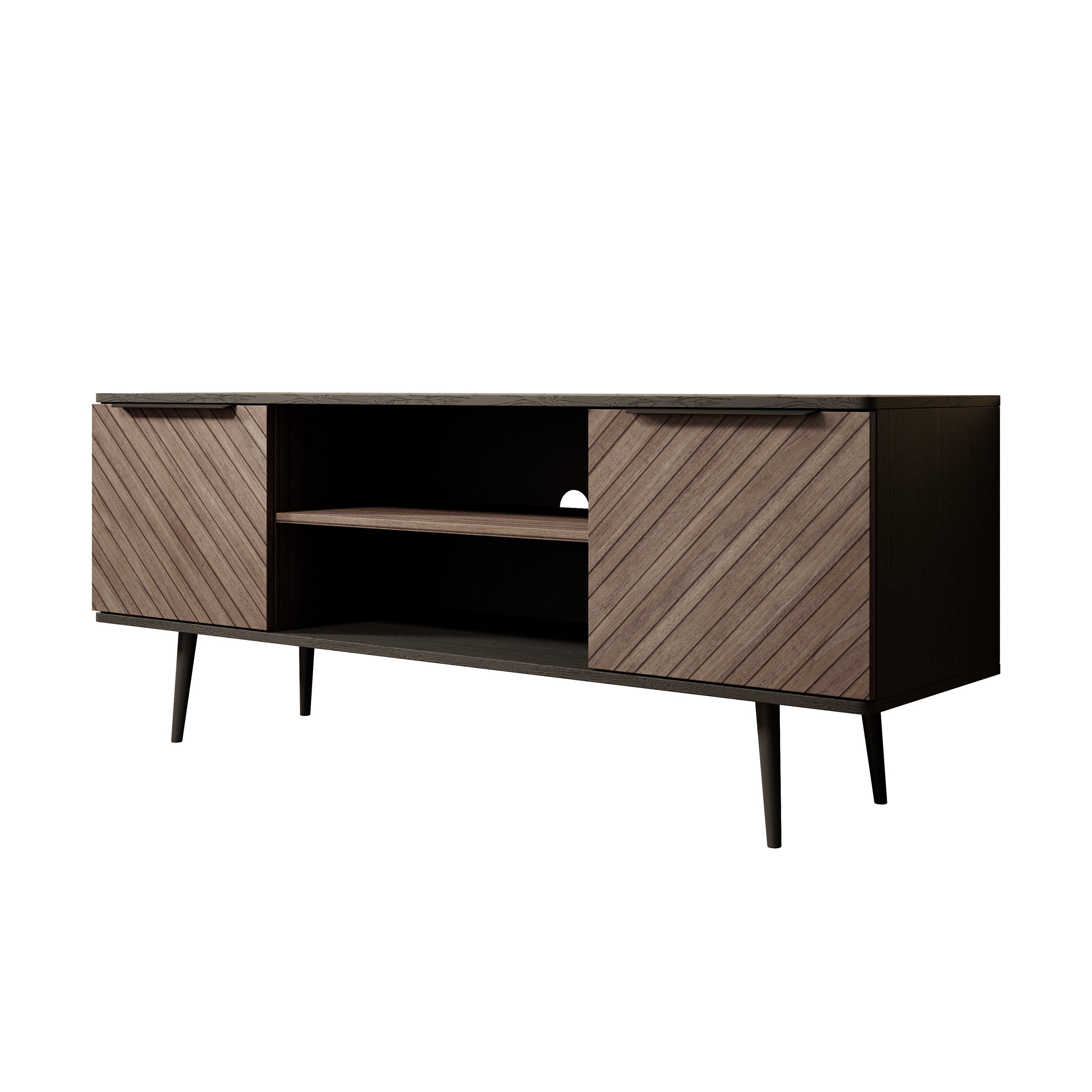 Pedro - TV-Meubel - Donker eiken/zwart eiken - 150 cm