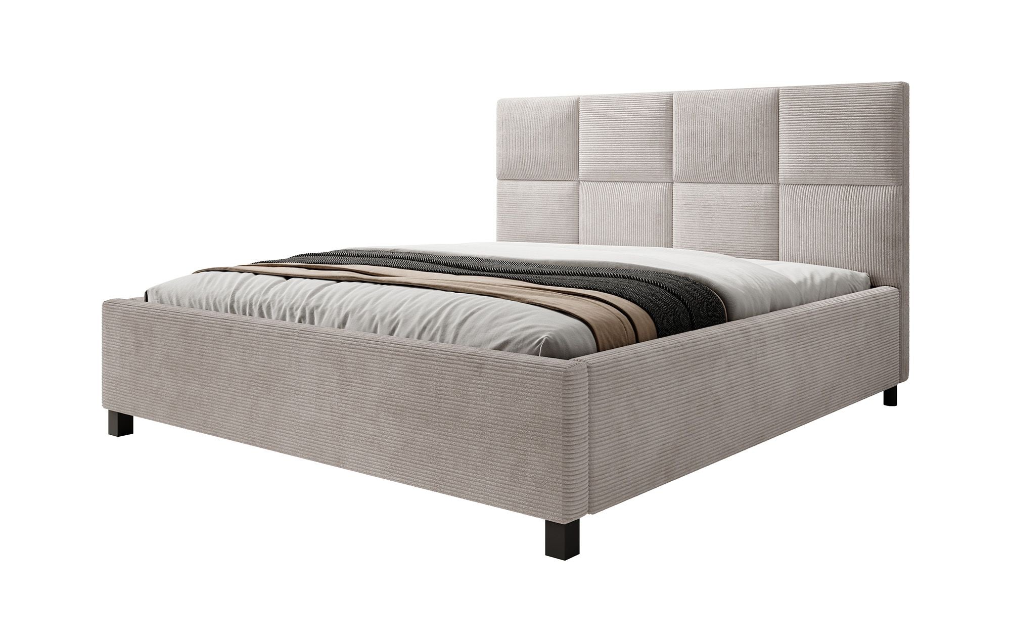 Soline - Tweepersoonsbed - Ribstof beige - 180x200 cm