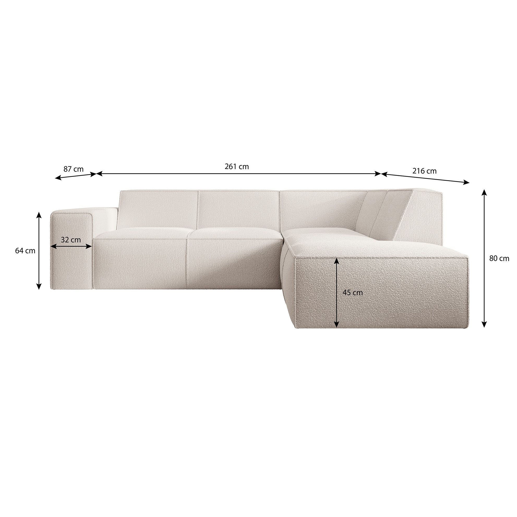 Monet - Hoekbank 4-zits met chaise longue - Teddystof beige - Rechts