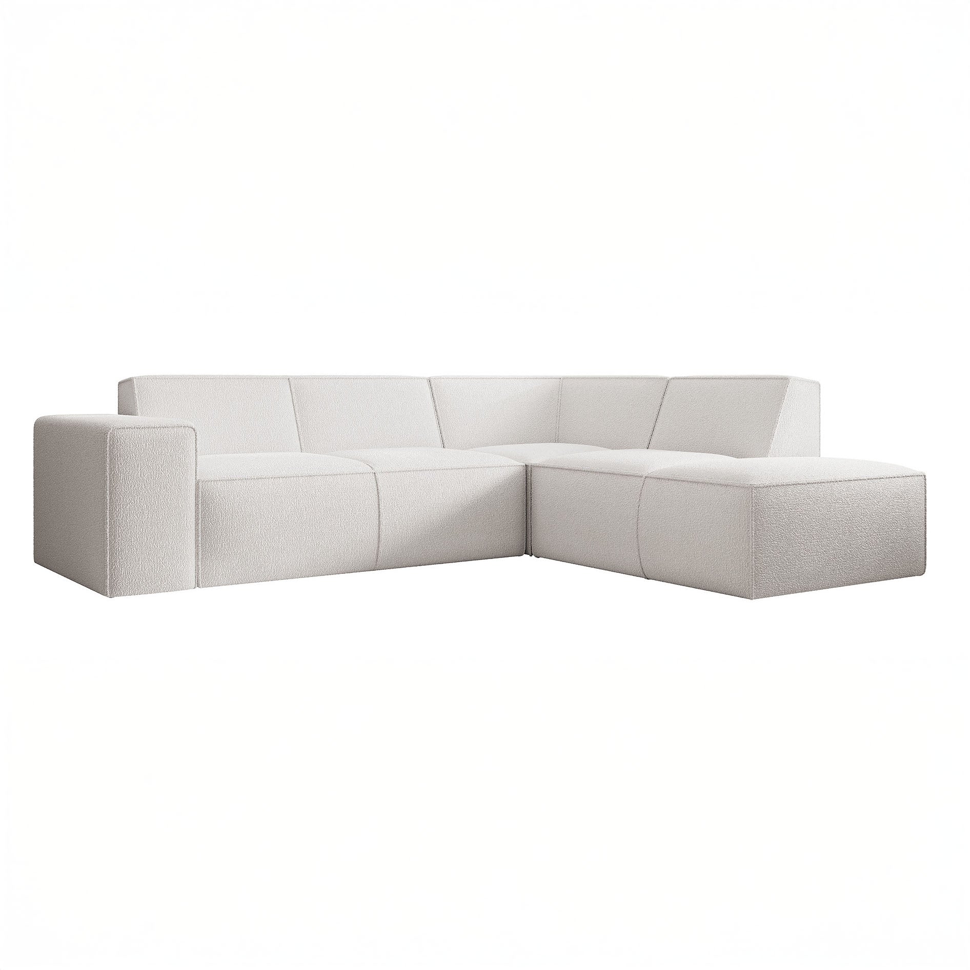 Monet - Hoekbank 4-zits met chaise longue - Teddystof wit - Rechts