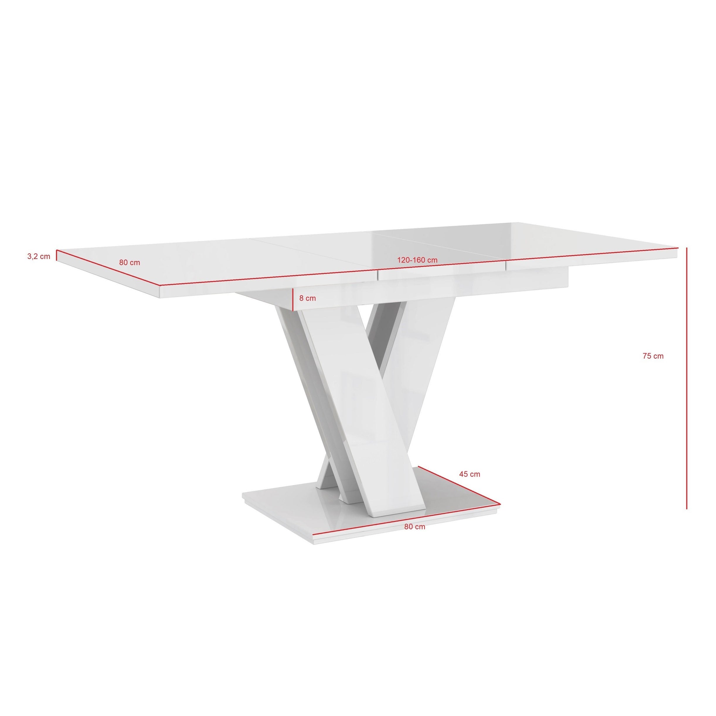 Moris - Eetkamertafel - Wit/betonlook - 120x80x75 cm