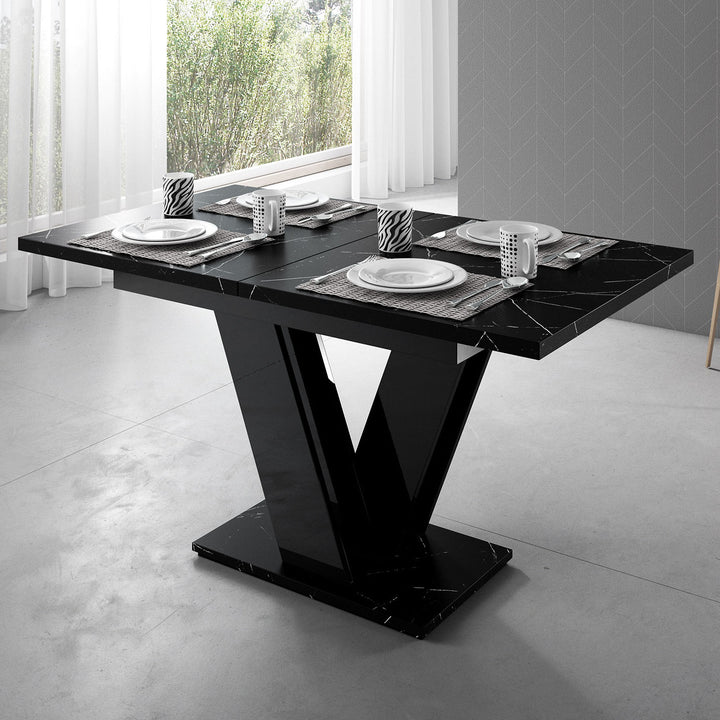 Moris - Eetkamertafel - Zwart/marmerlook - 120x80x75 cm