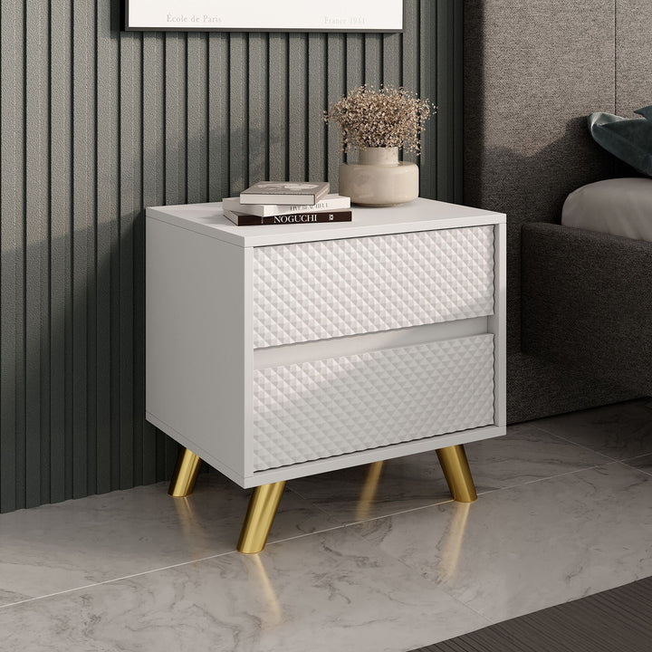 Adriano - Nachtkastje - Wit - 50x35x50 cm