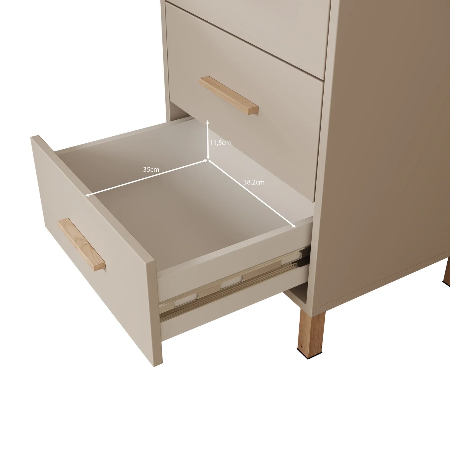 Bahia - Nachtkastje met 3 lades - Beige  - 48x40x52