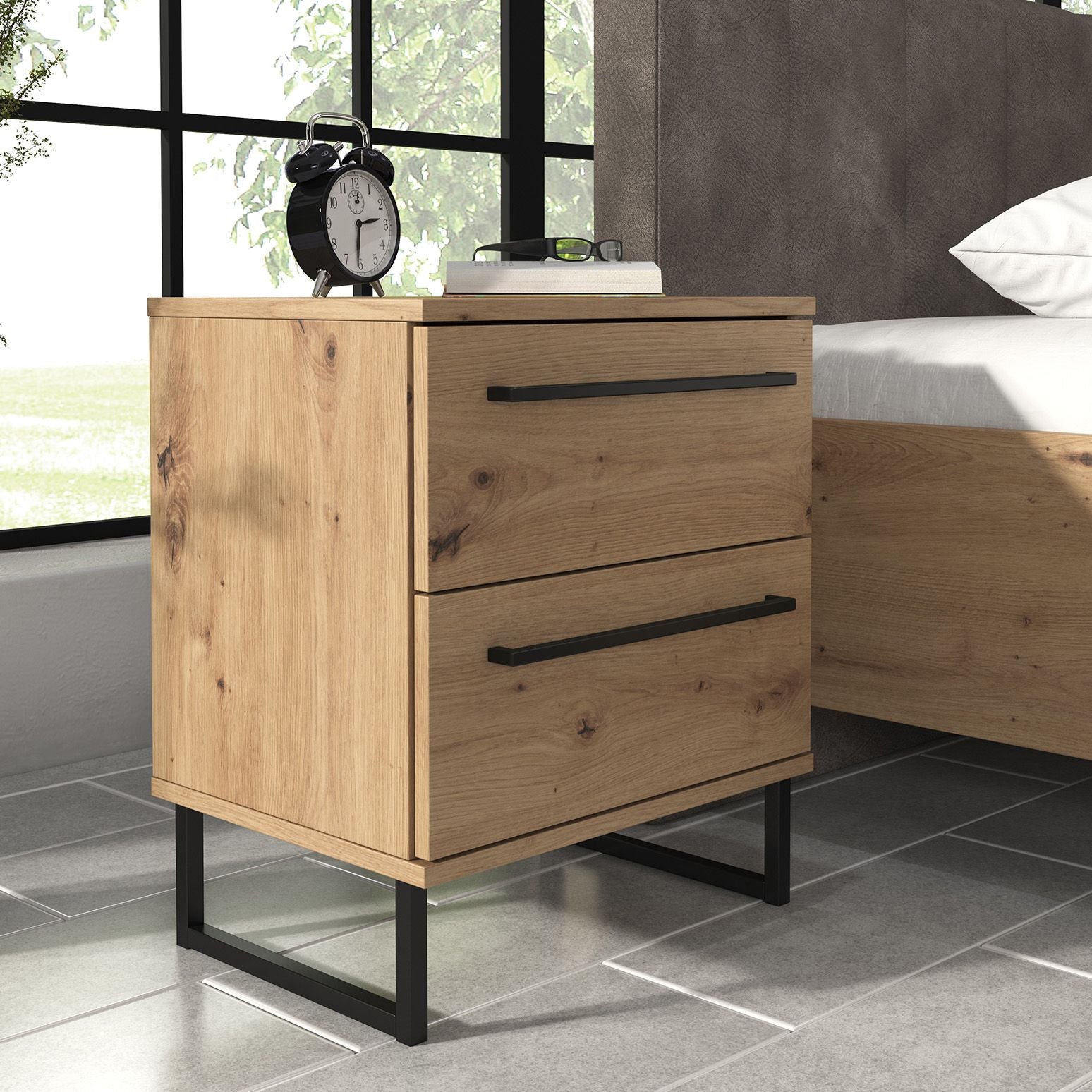 Slaapkamer Saturn - Eiken - Zwart - 160 - Groot