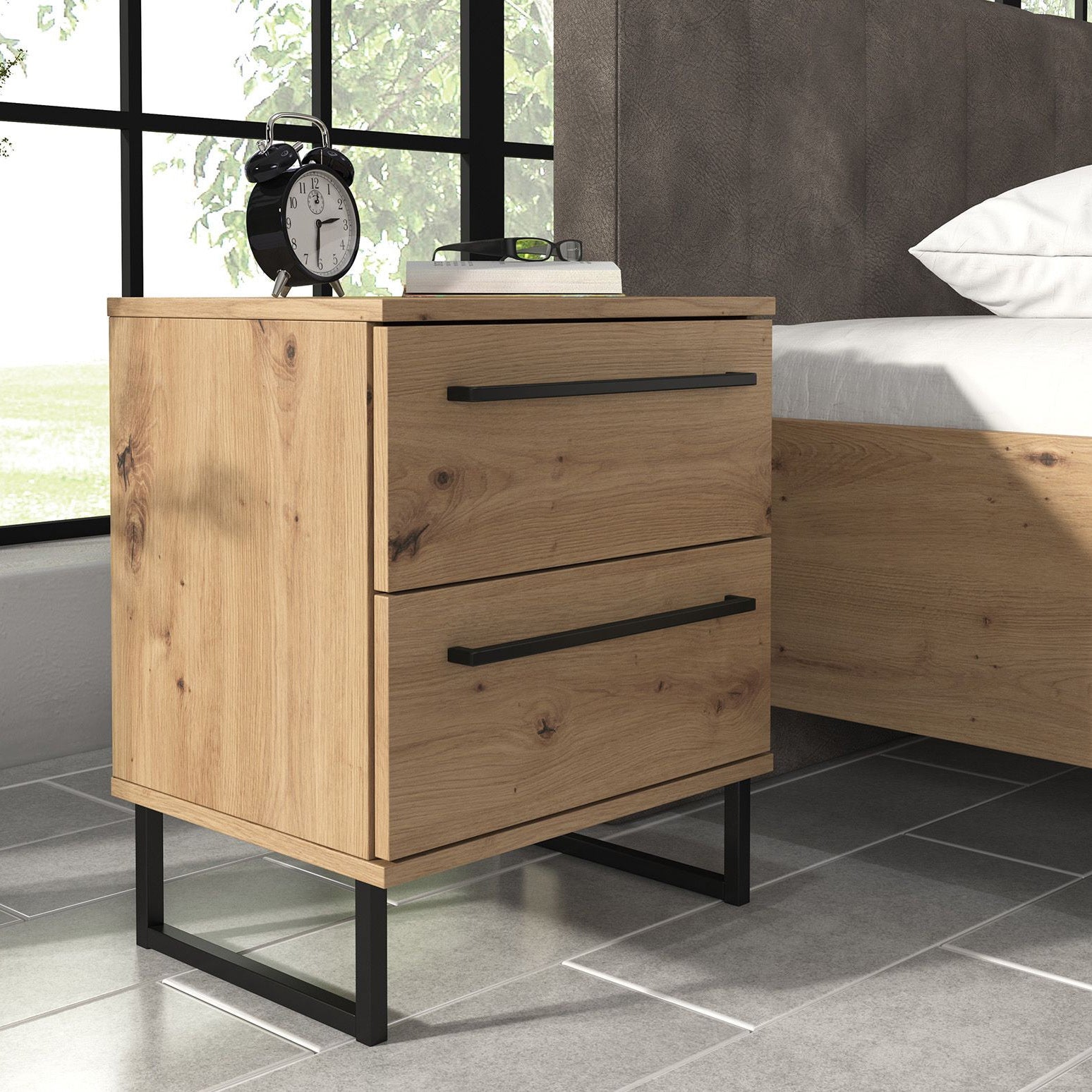 Slaapkamer Saturn - Eiken - Zwart - 180 - Groot