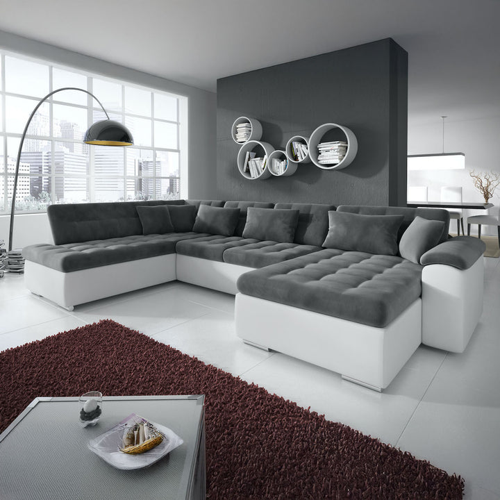 Nicoreta - Hoekbank 5-zits met chaise longue - Velvet grijs - Rechts