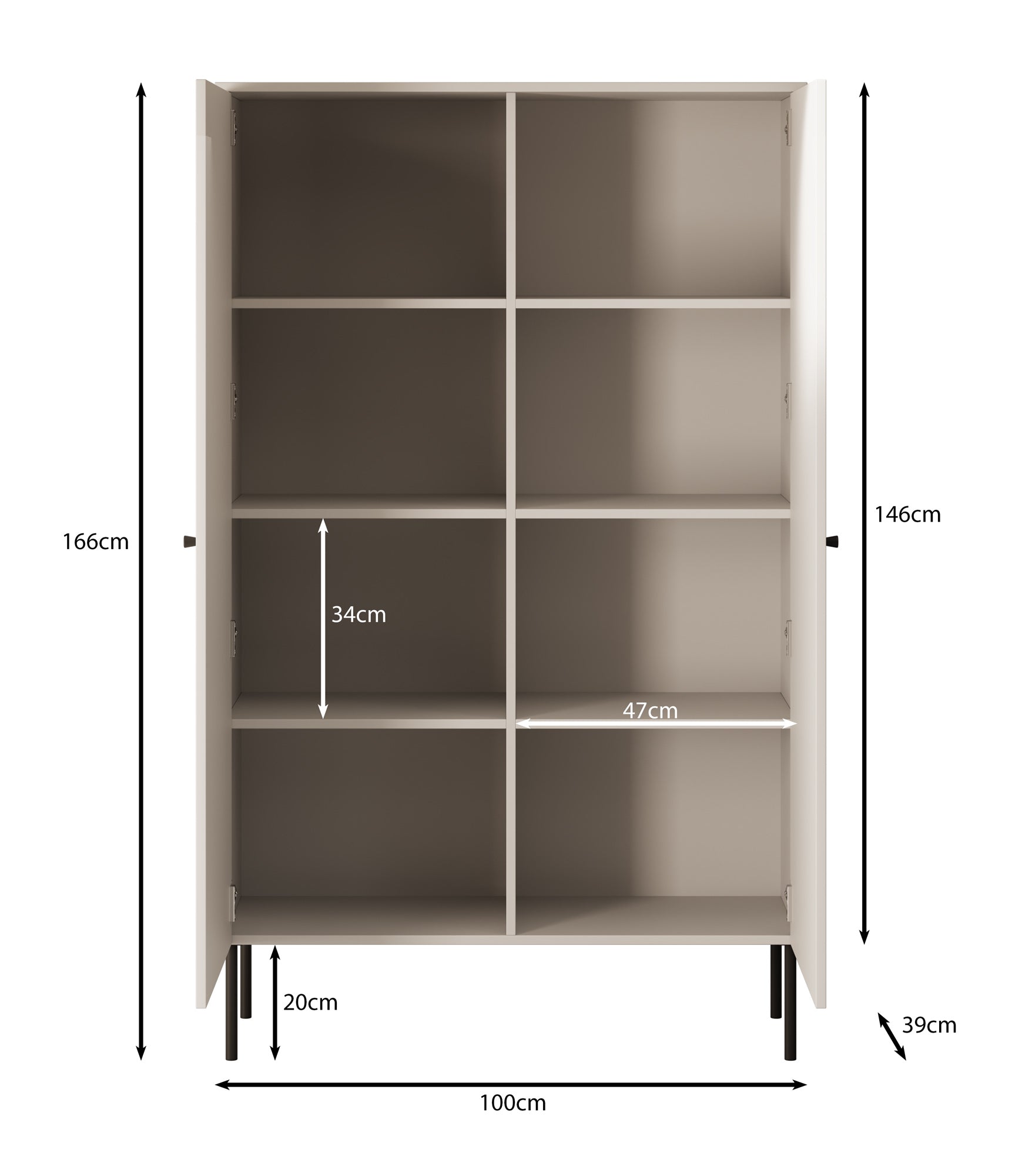 Pierson - Opbergkast - Wit - 100x39x166 cm