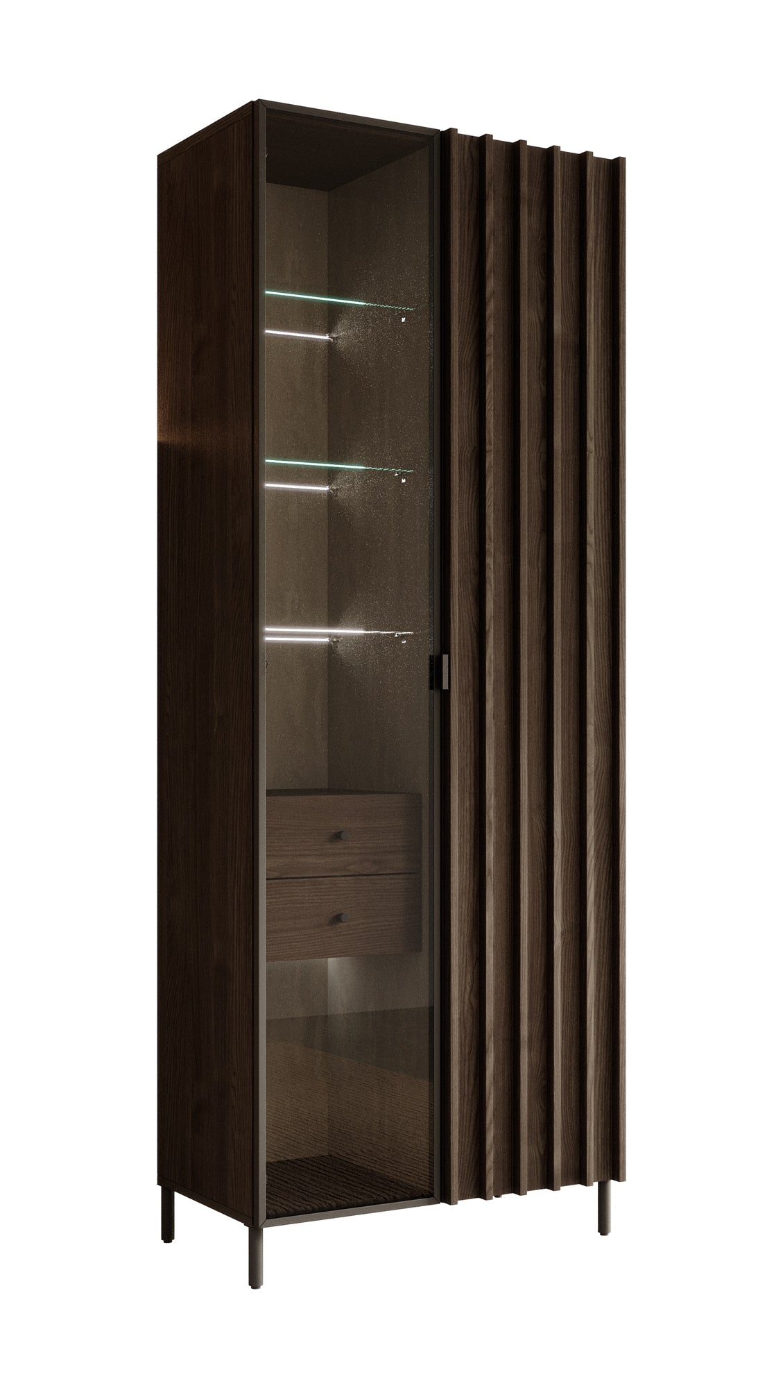 Paz - Vitrinekast - Donkerbruin - 73x44x196 cm