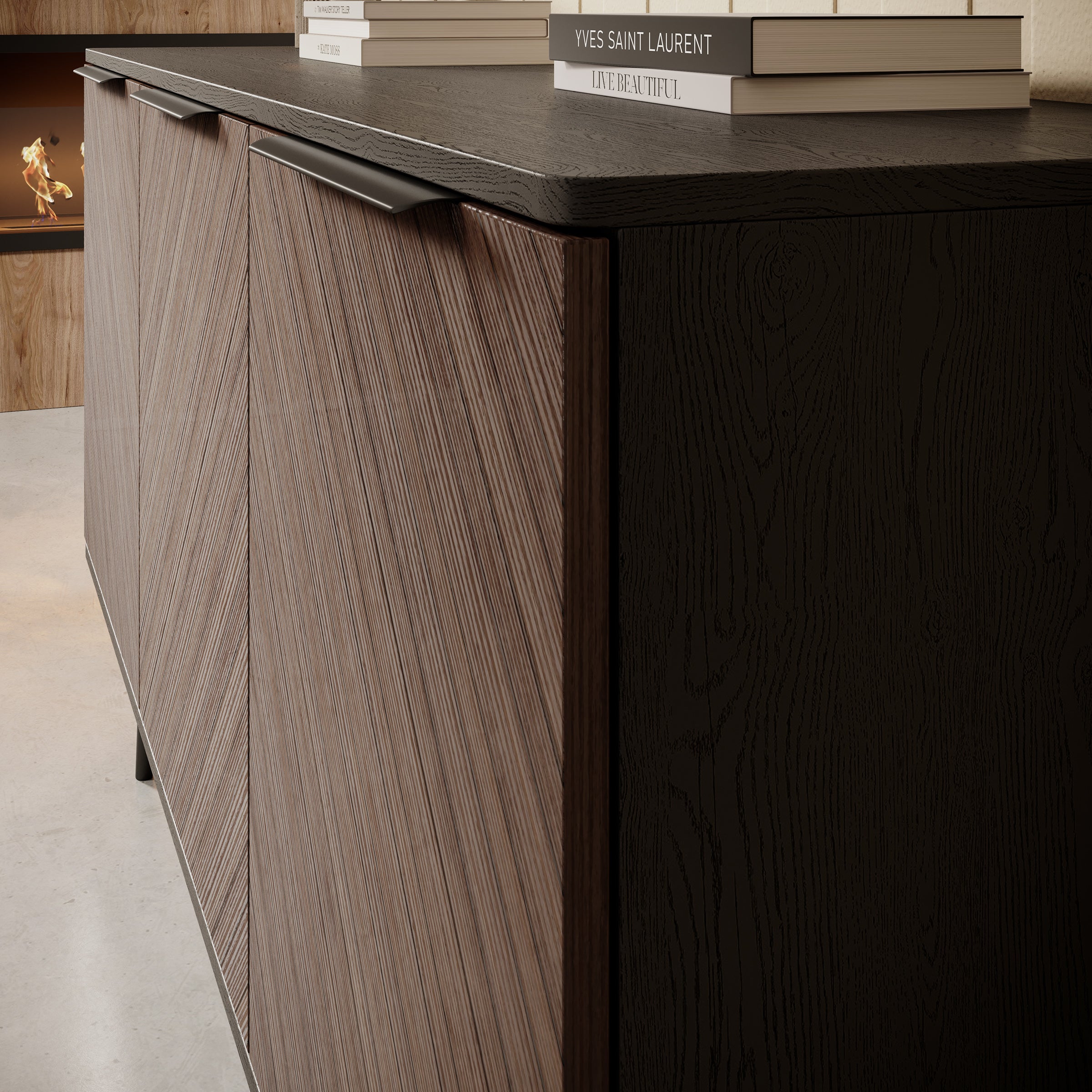 Pedro - Dressoir - Donker eiken/zwart - 150x41x80 cm
