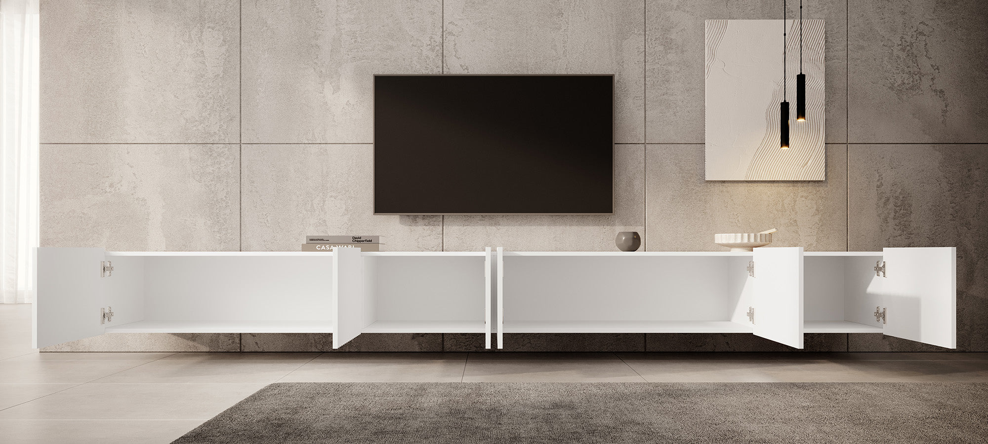 Pepinos - TV-Meubel - Wit - 300 cm