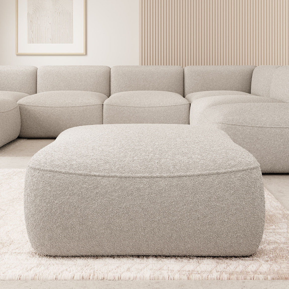 Caesar - Poef - Teddystof beige