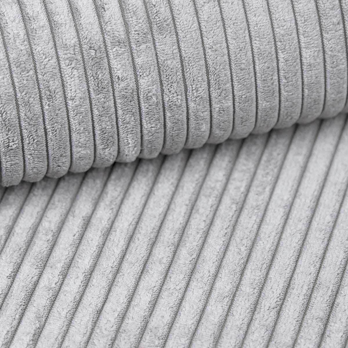 Cordoba XL - Hoekbank 5-zits met chaise longue - Ribstof grijs - Links