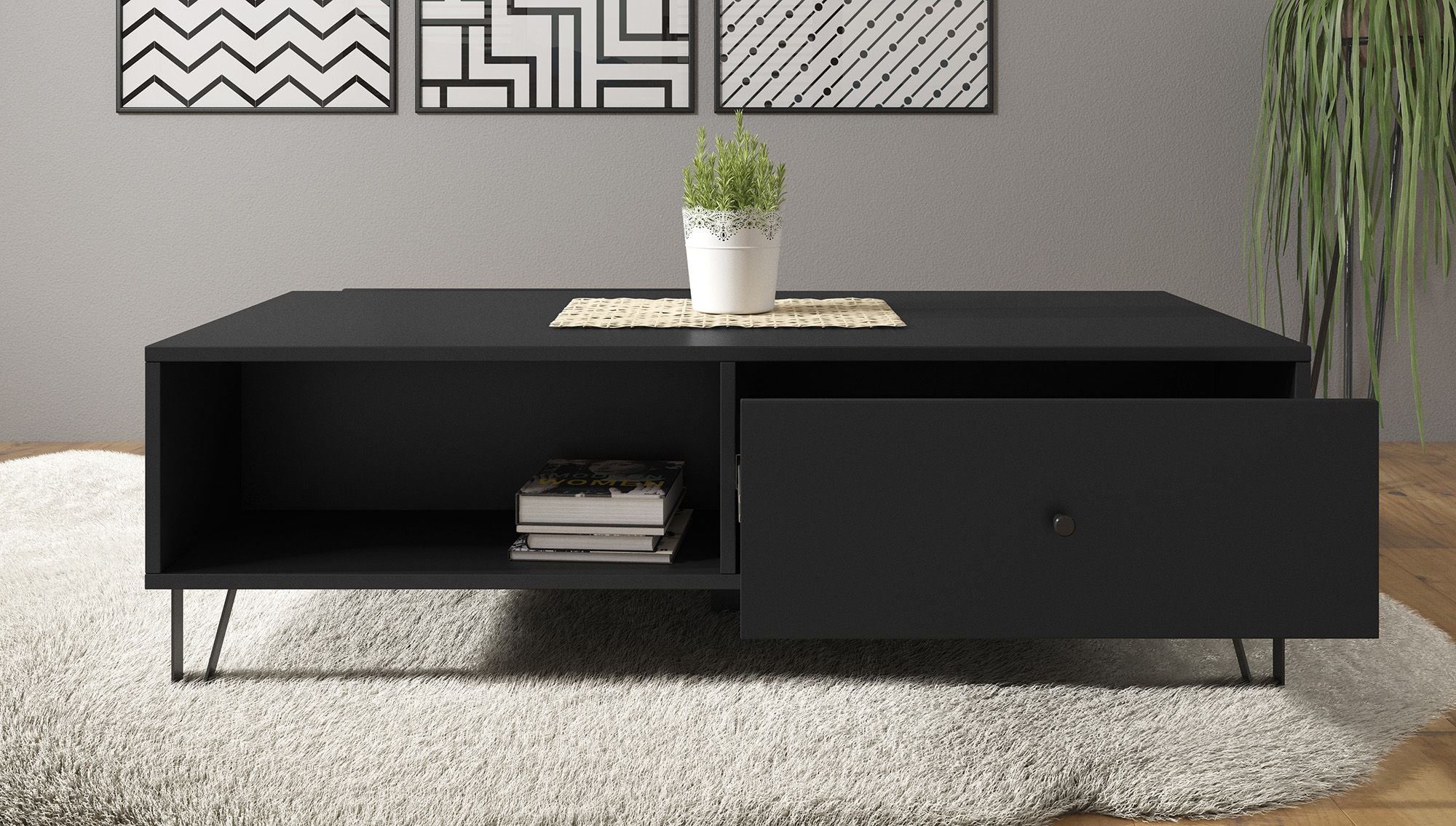 Salontafel Barlo - Mat Zwart - 110 cm