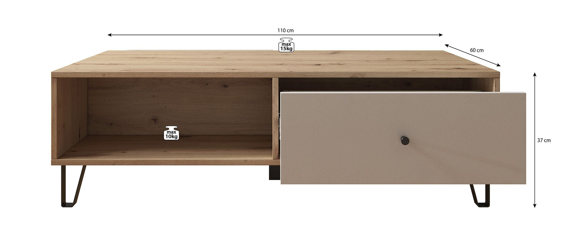 Salontafel Barlo - Mat Zwart - 110 cm