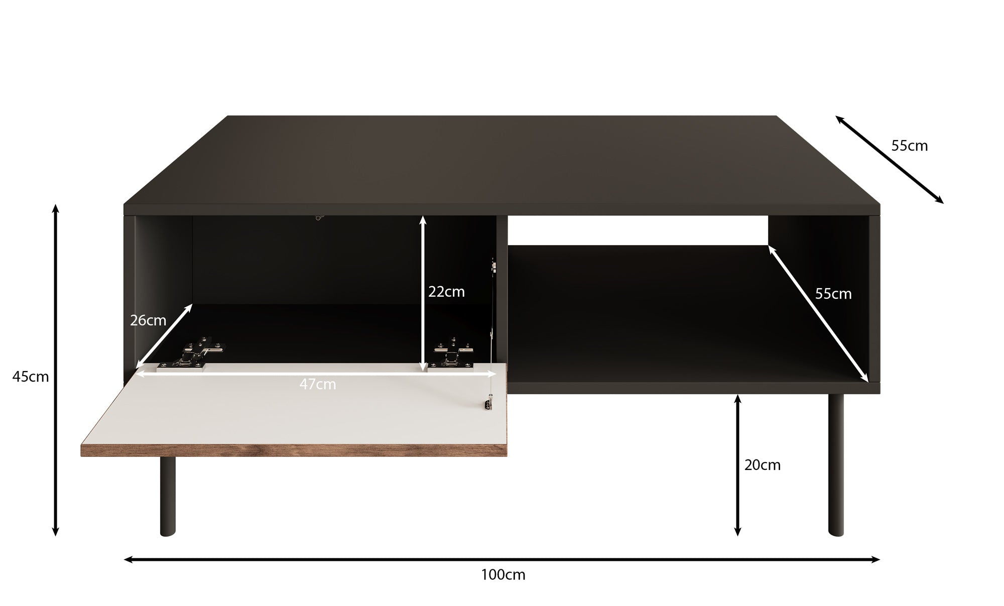 Cordoba 2 - Salontafel met opbergruimte - Zwart