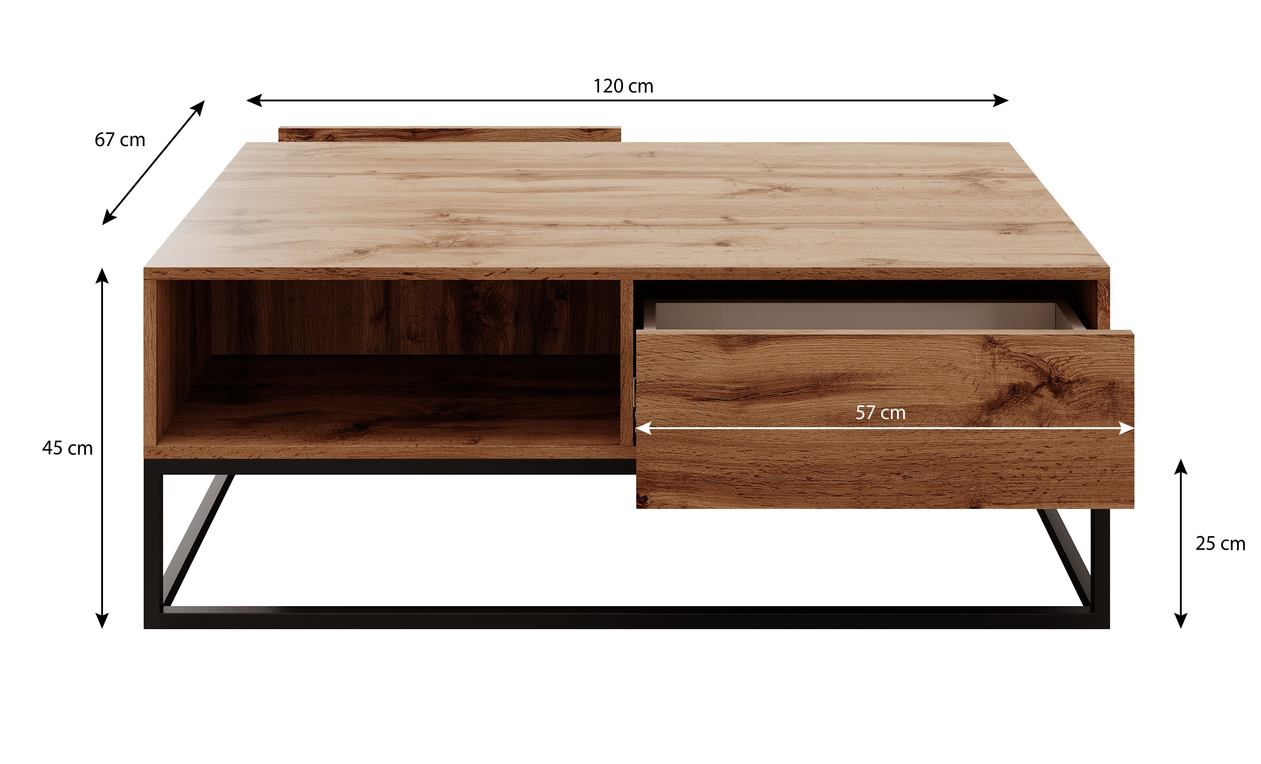 Delta - Salontafel met lades - Eiken
