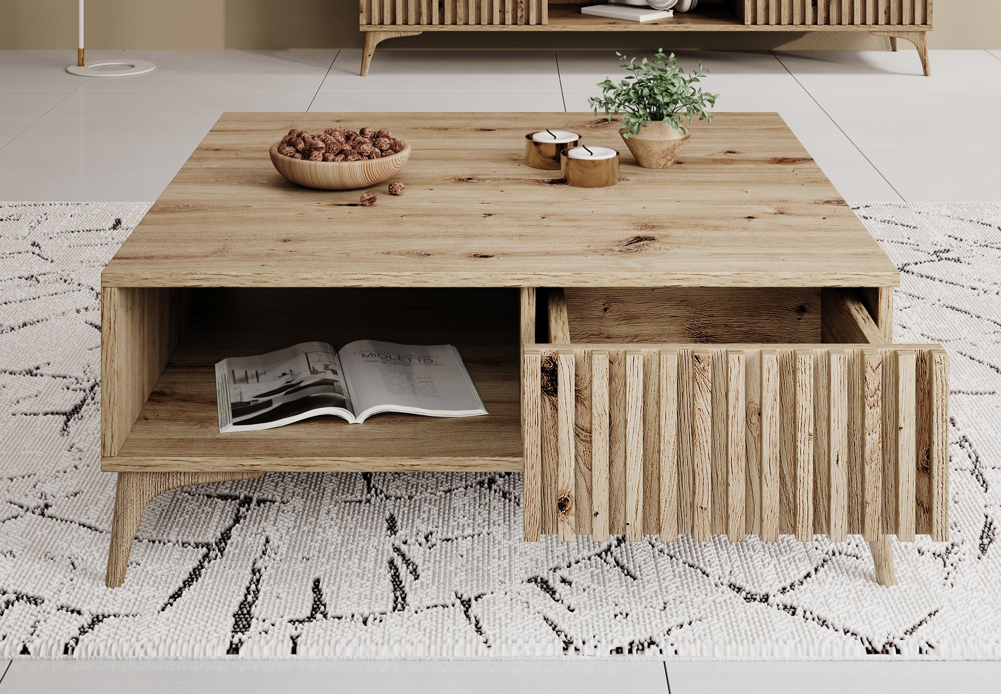 Evy - Salontafel met lade - Eiken