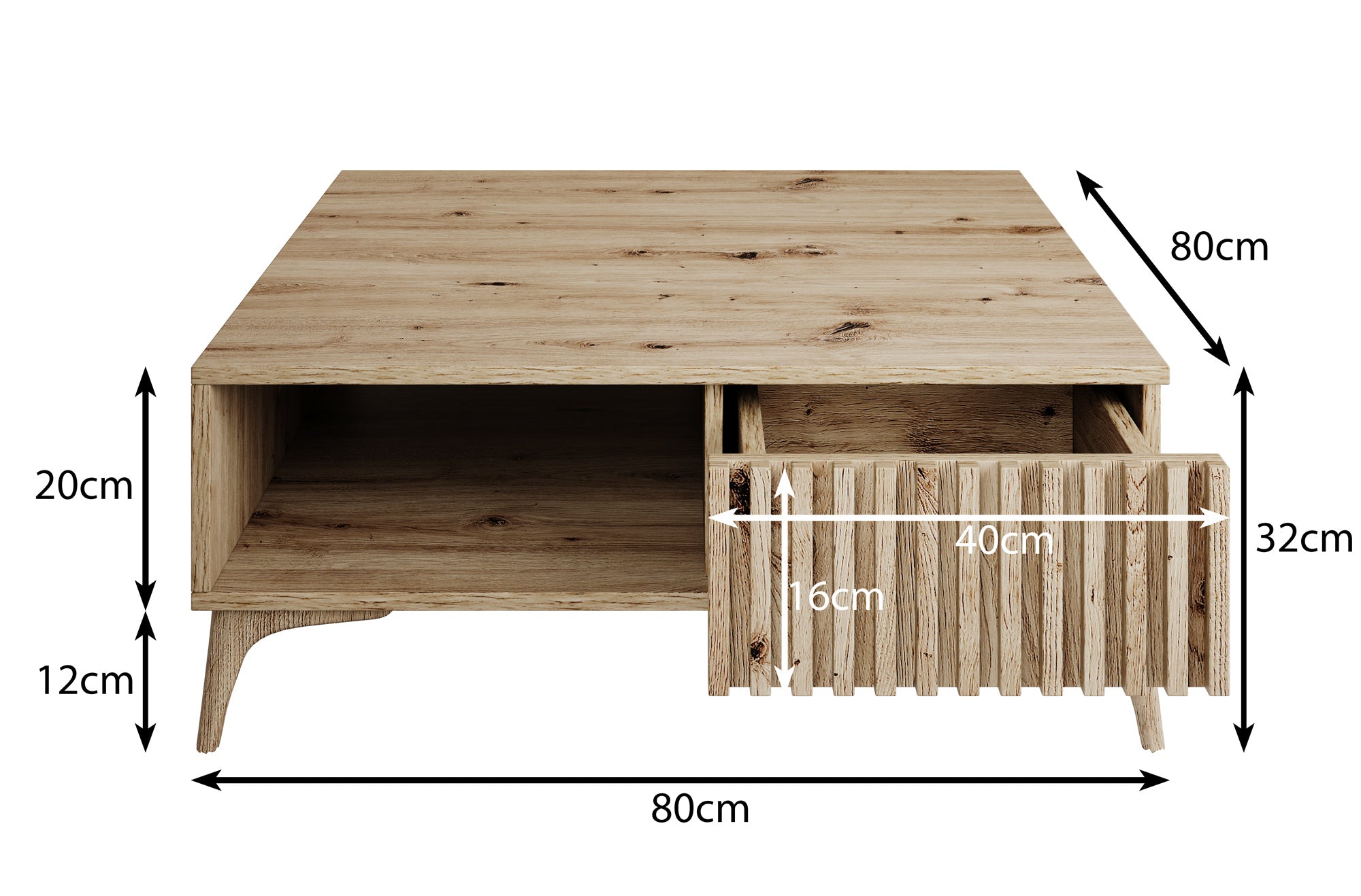 Evy - Salontafel met lade - Eiken