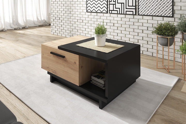 Incala - Salontafel 2 lades - Eiken/zwart