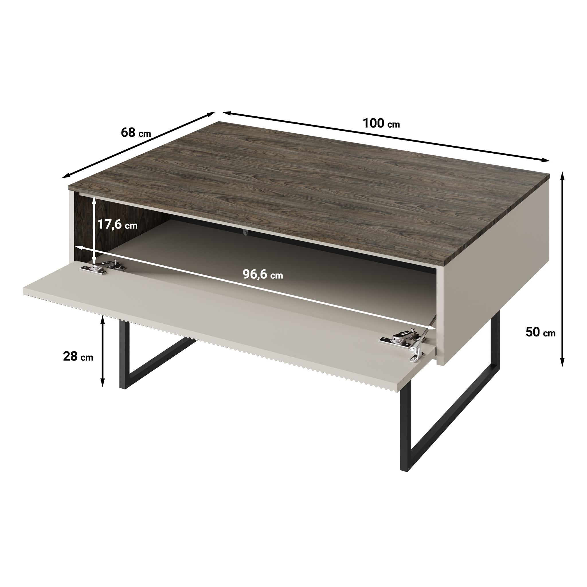 Linq - Salontafel met opbergruimte - Beige