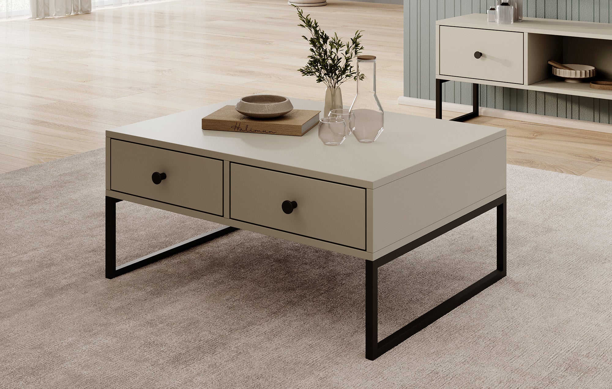 Lyndall - Salontafel 2 lades - Beige