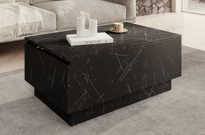 Micha - Salontafel met opbergruimte - Zwart marmerlook