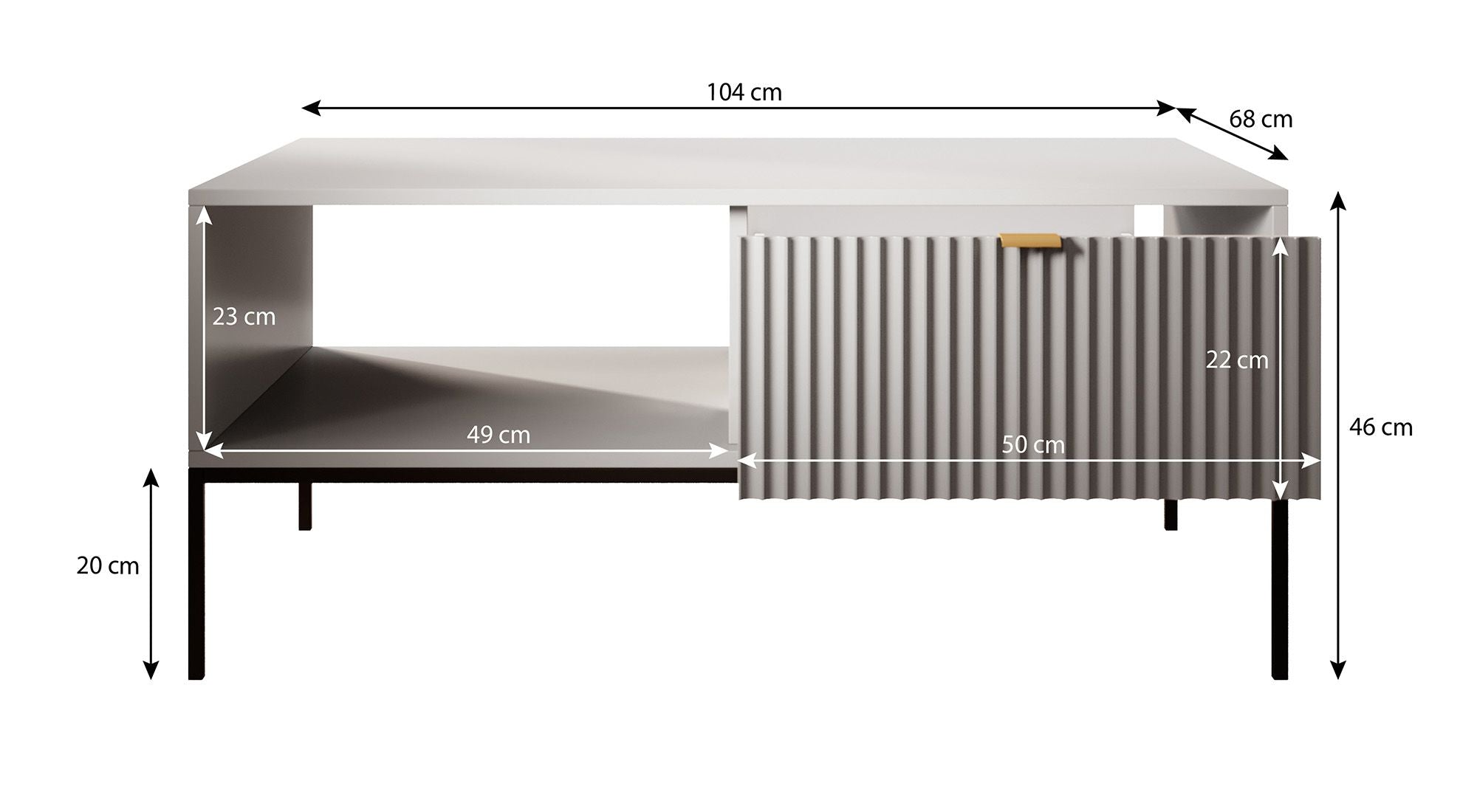 Navil - Salontafel met 2 lades - Zwart