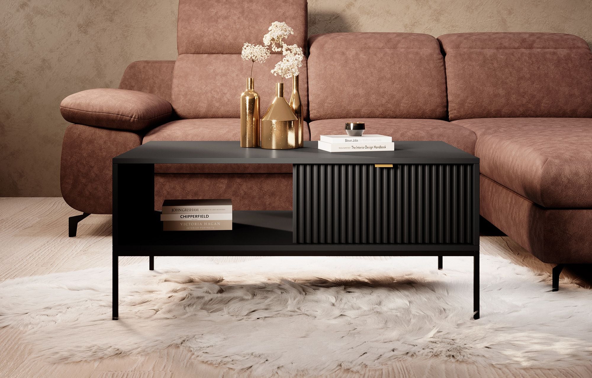 Navil - Salontafel met 2 lades - Zwart