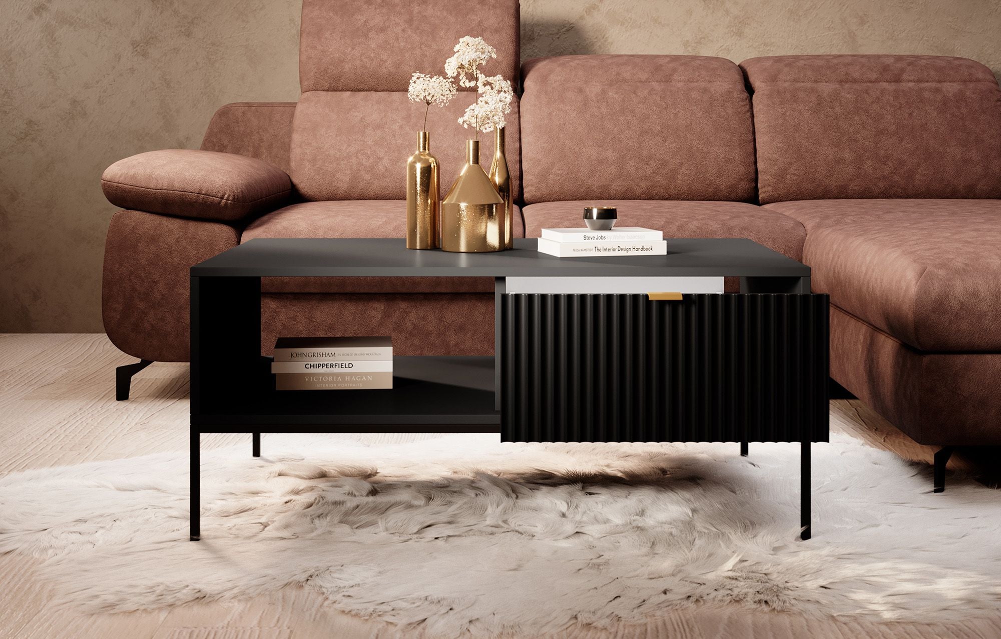 Navil - Salontafel met 2 lades - Zwart