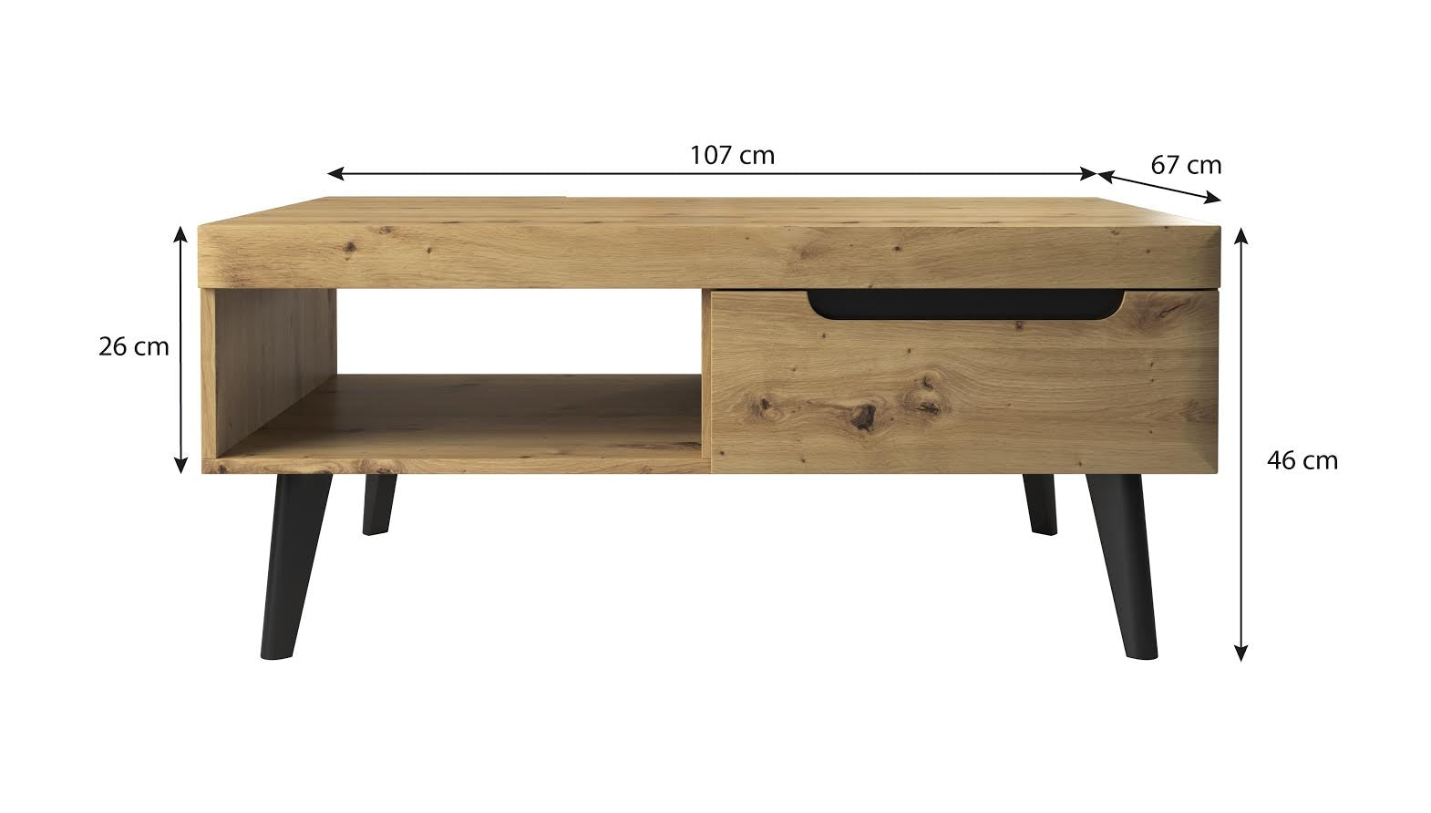 Nebraska - Salontafel 2 lades - Eiken