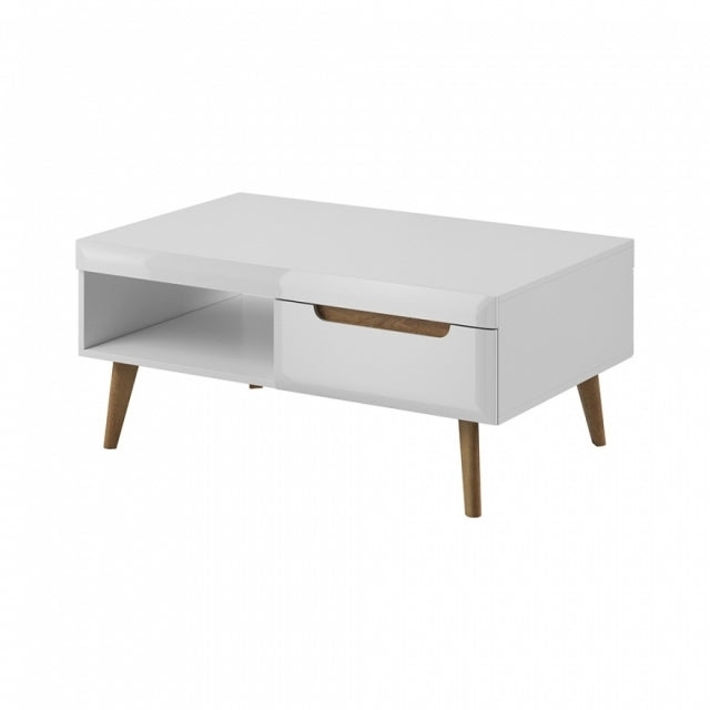 Nebraska - Salontafel 2 lades - Wit/eiken