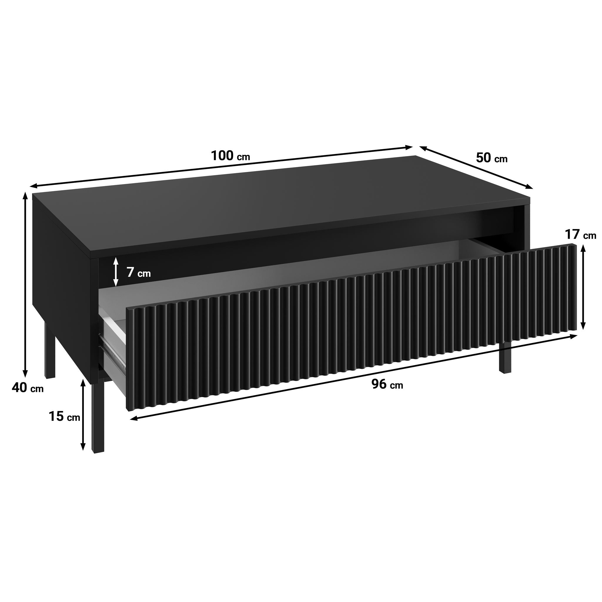 Orvana - Salontafel met lade - Zwart