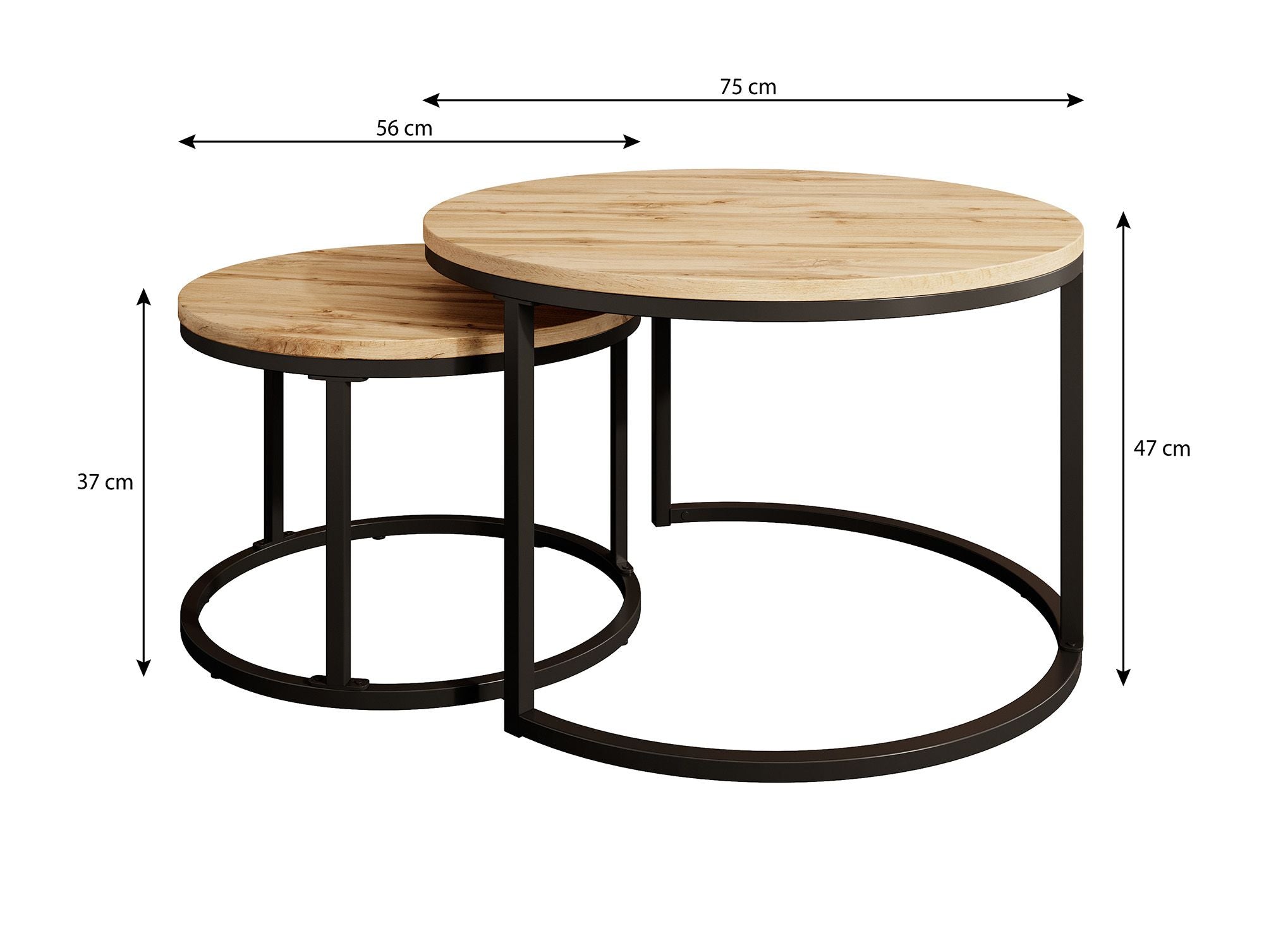 Oviala Palavas Set Van 2 Ronde Salontafels Van Ivoorkleurig Staal 50 Cm Oviala Palavas Set Van 2 Ronde Salontafels Van Ivoorkleurig Staal 50 Cm