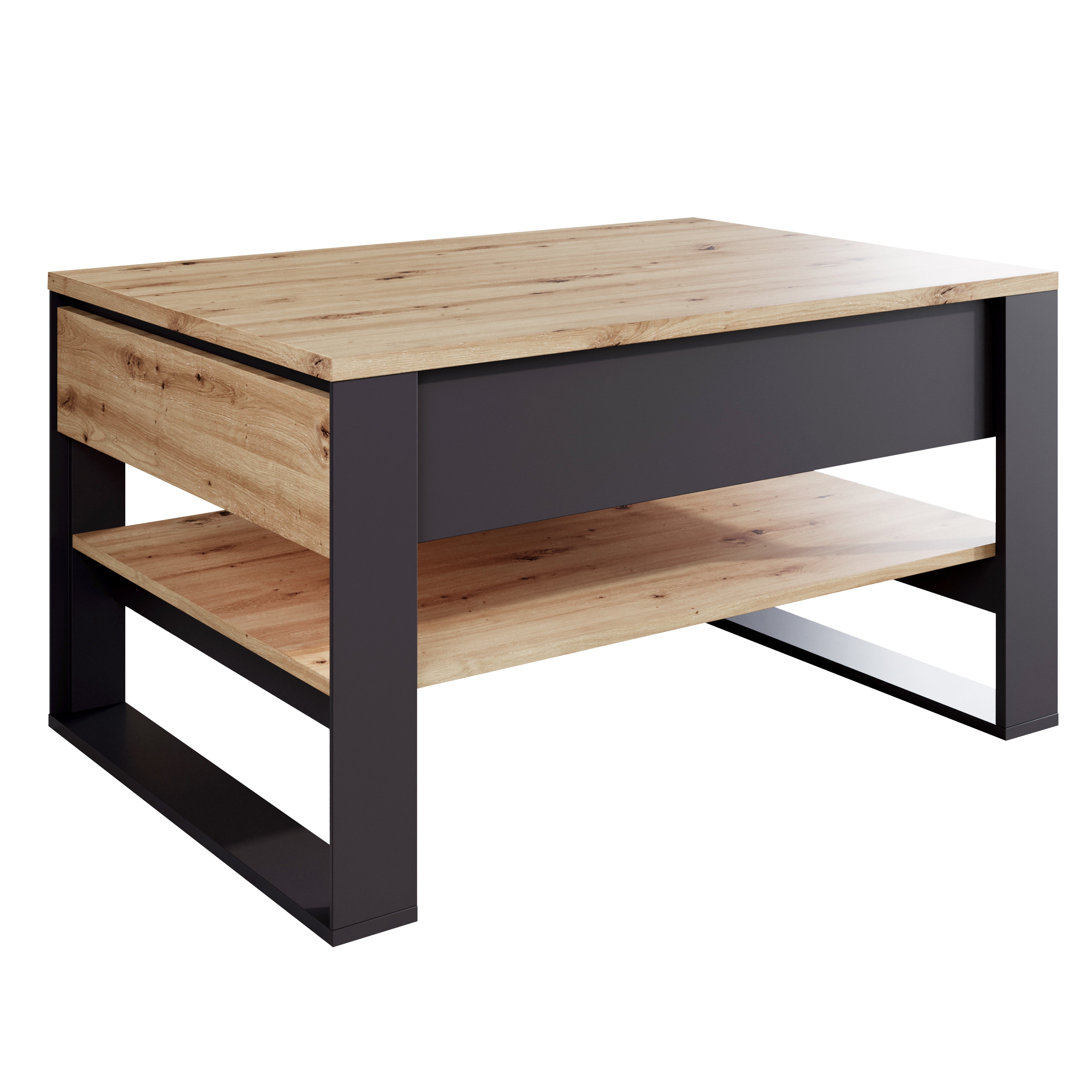 Quincy - Salontafel met 2 lades - Eiken - 100x70x55 cm