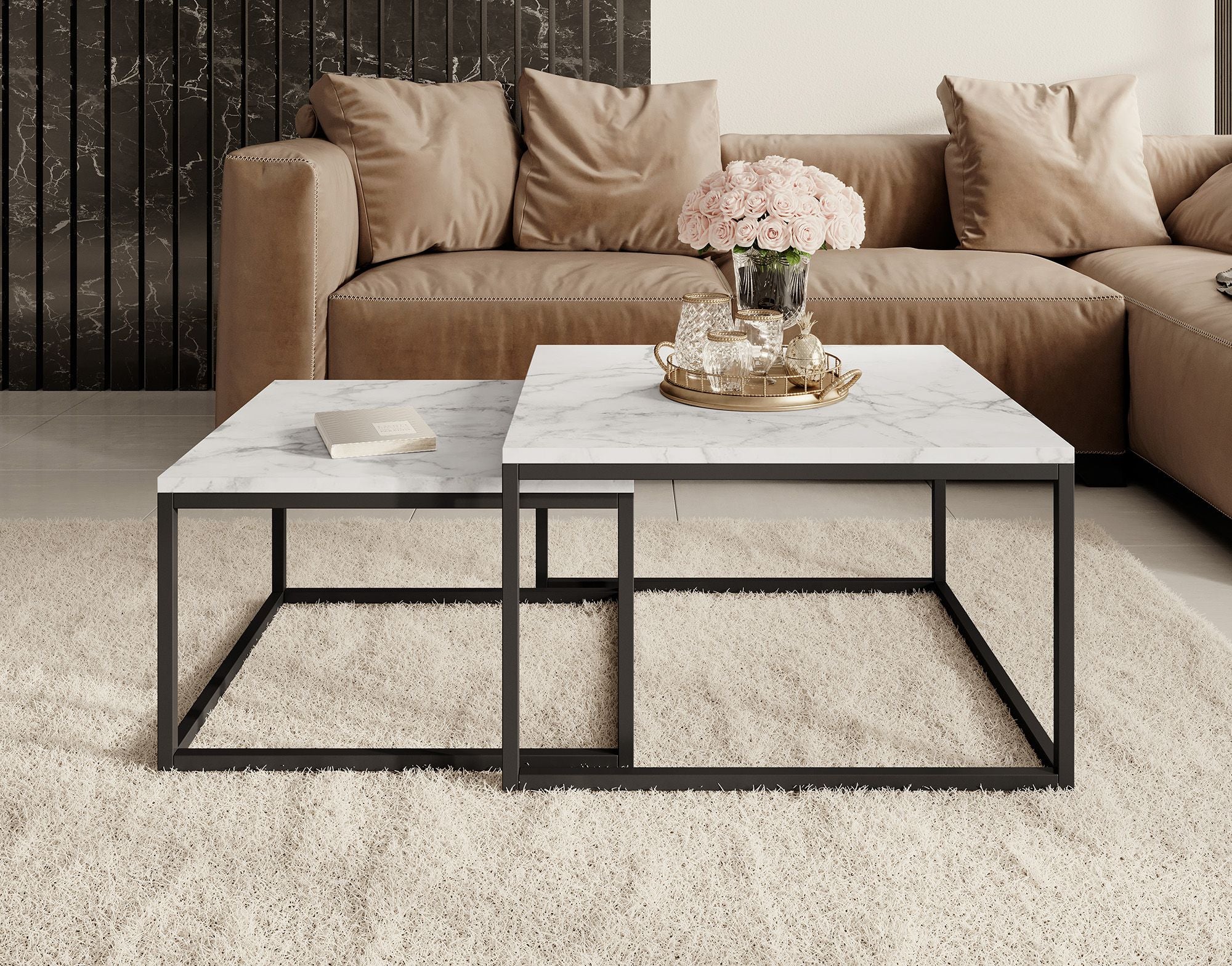 Styler - Salontafel set van 2 - Wit marmerlook
