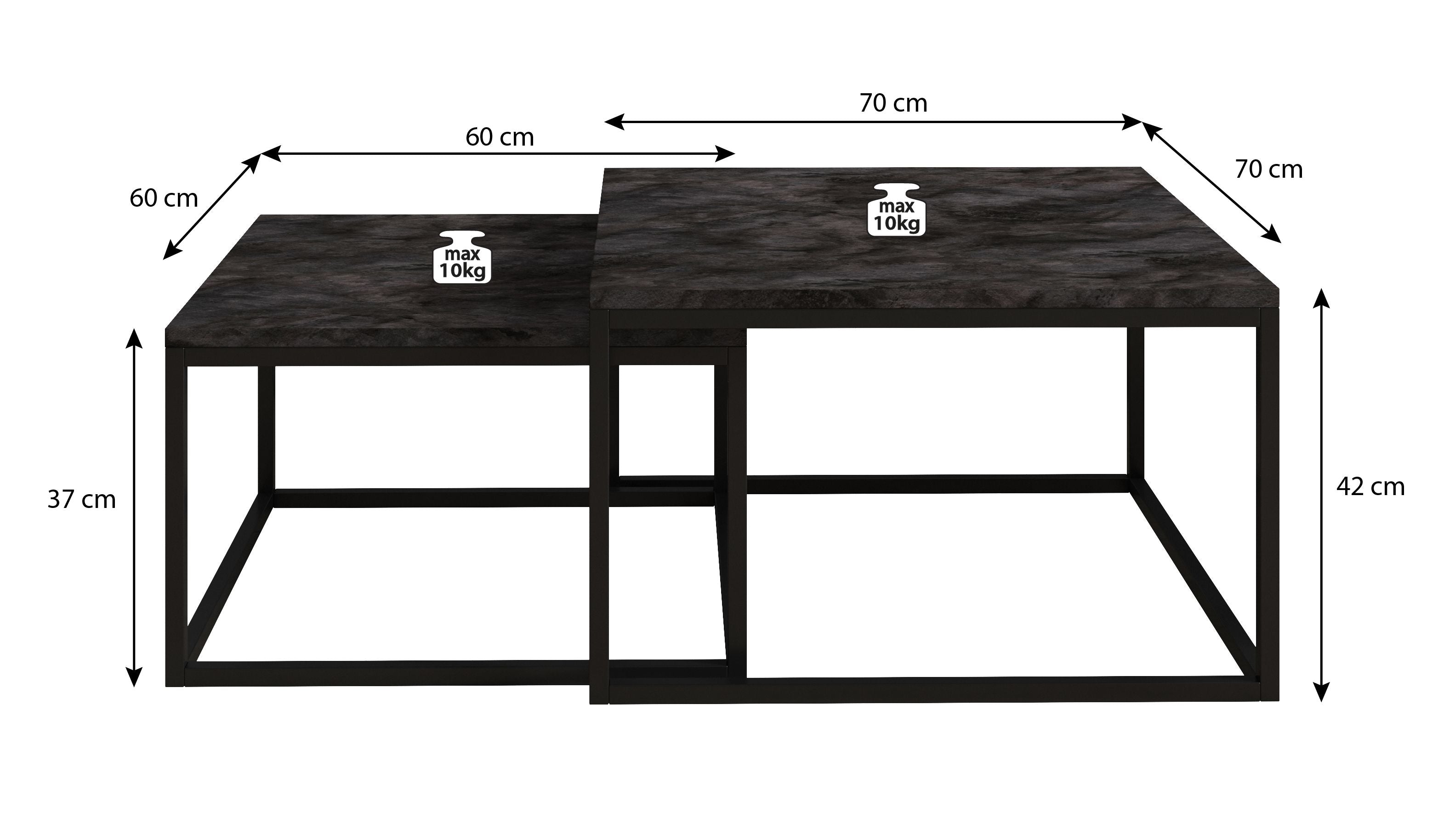 Styler - Salontafel set van 2 - Grijs/eiken