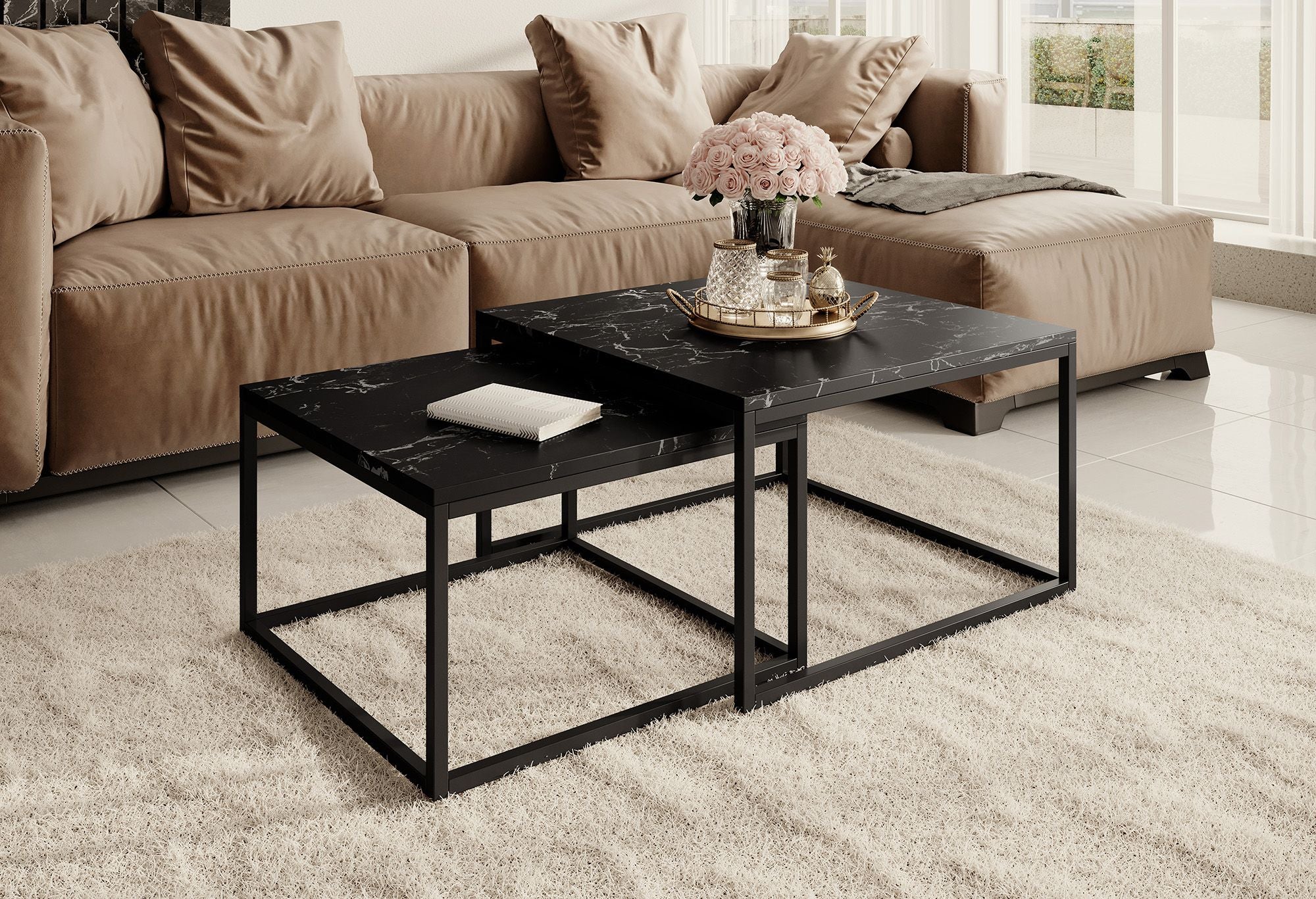 Styler - Salontafel set van 2 - Zwart marmerlook