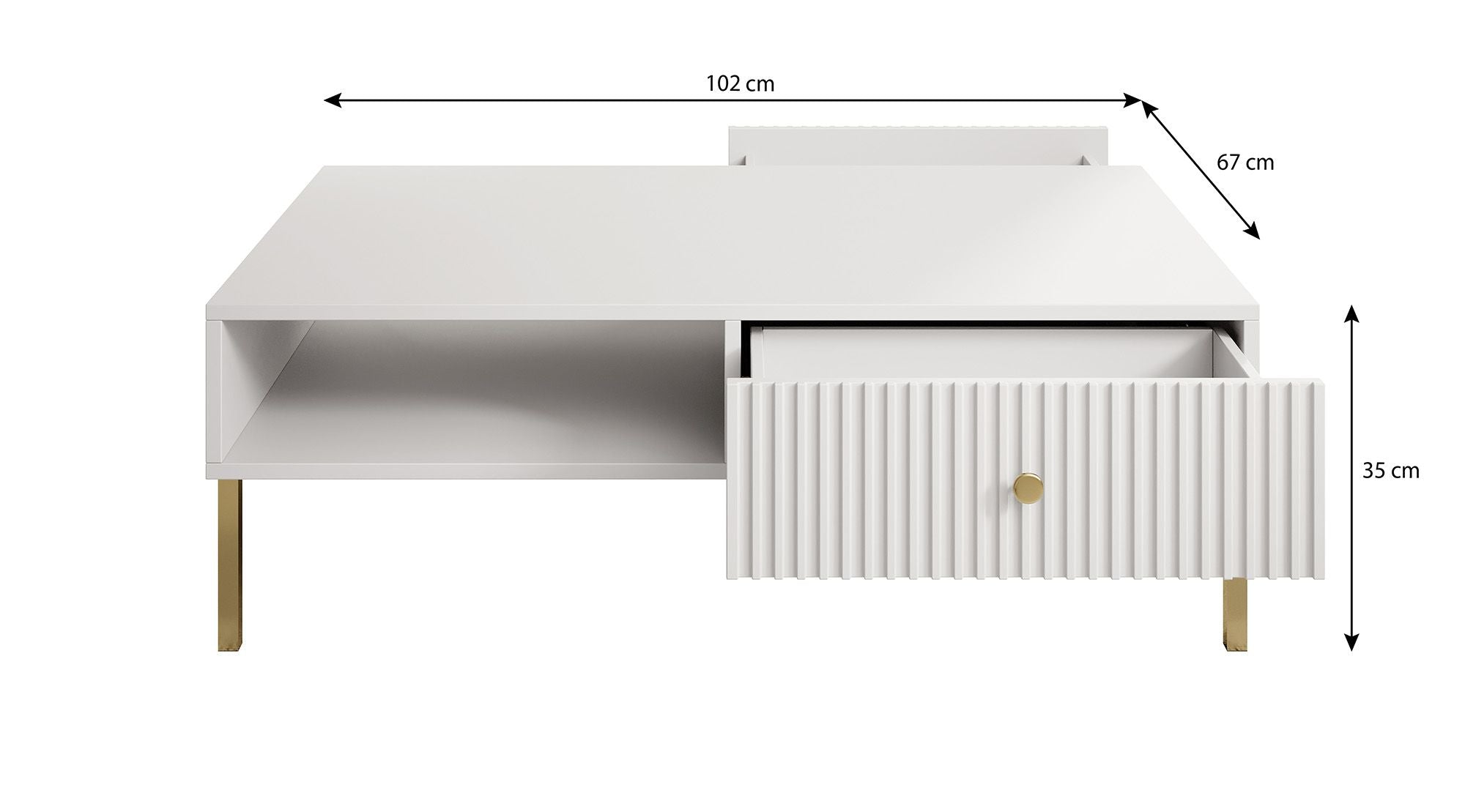 Vermont - Salontafel met 2 lades - Wit