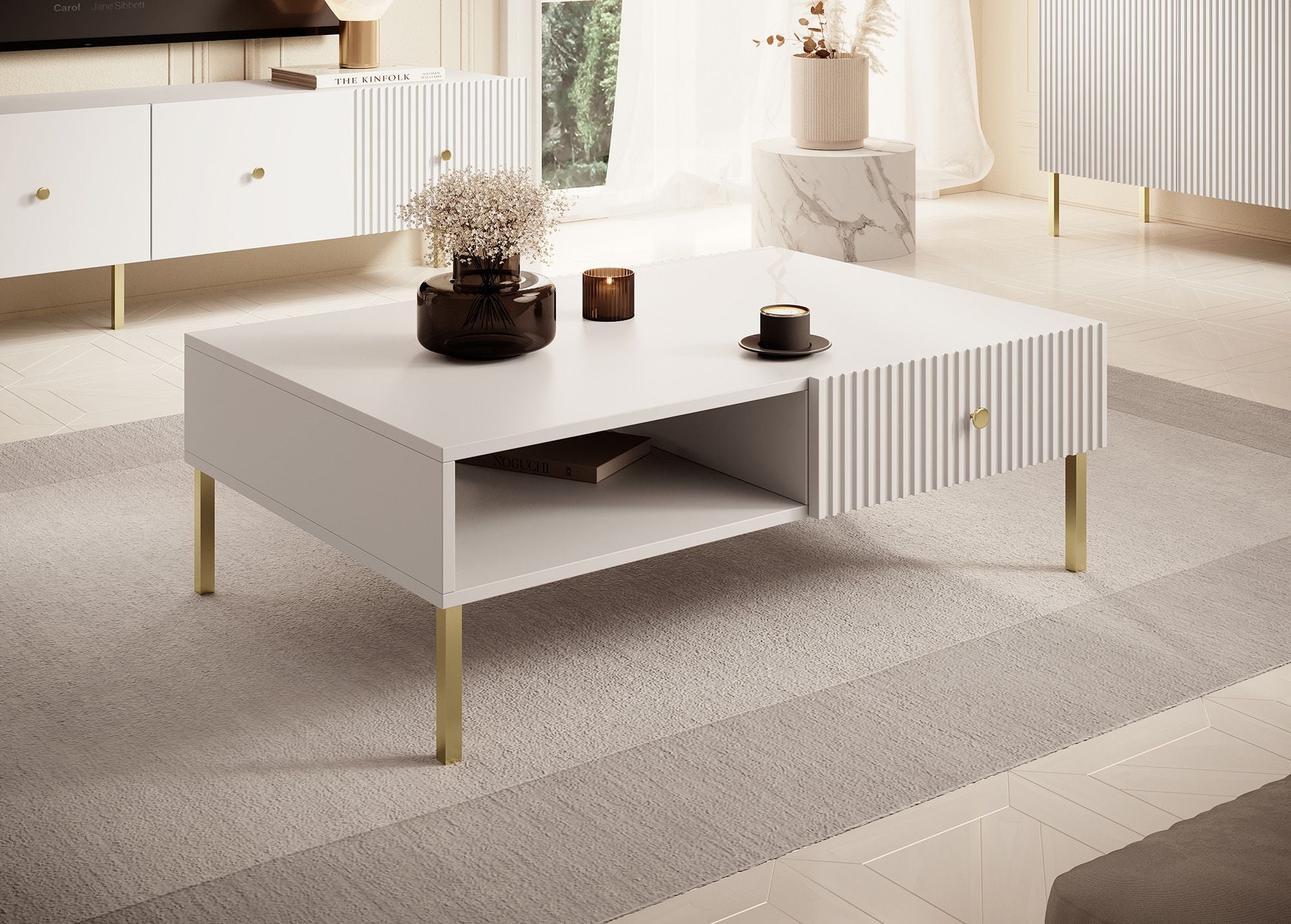 Vermont - Salontafel met 2 lades - Wit