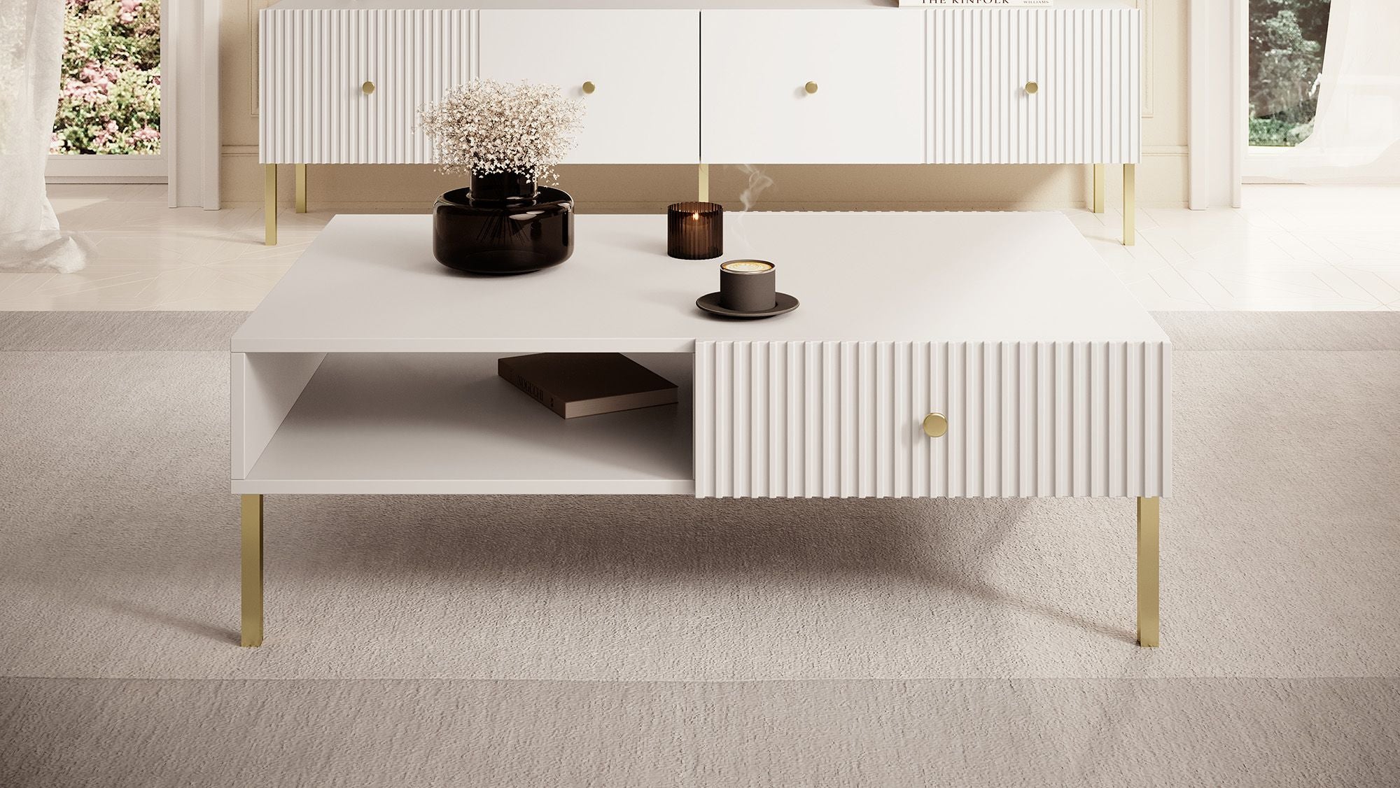 Vermont - Salontafel met 2 lades - Wit