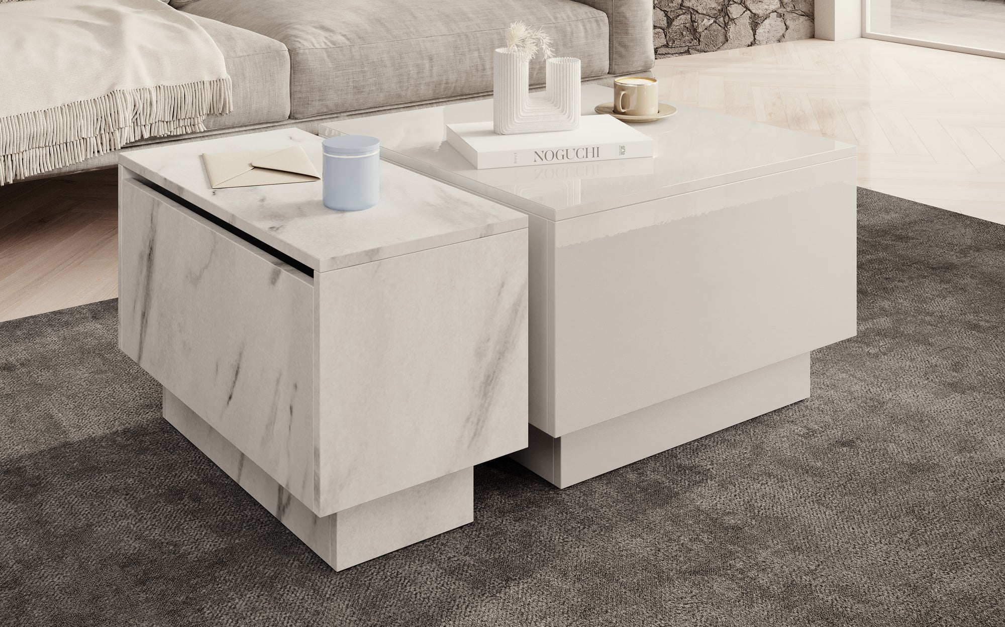 Micha - Salontafel met opbergruimte - Wit