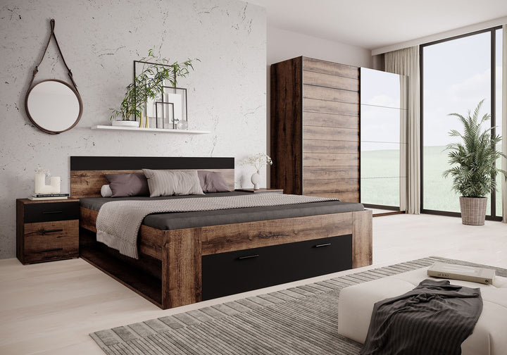 Slaapkamer Brown 2 - Zwart - Eiken 180 - Groot